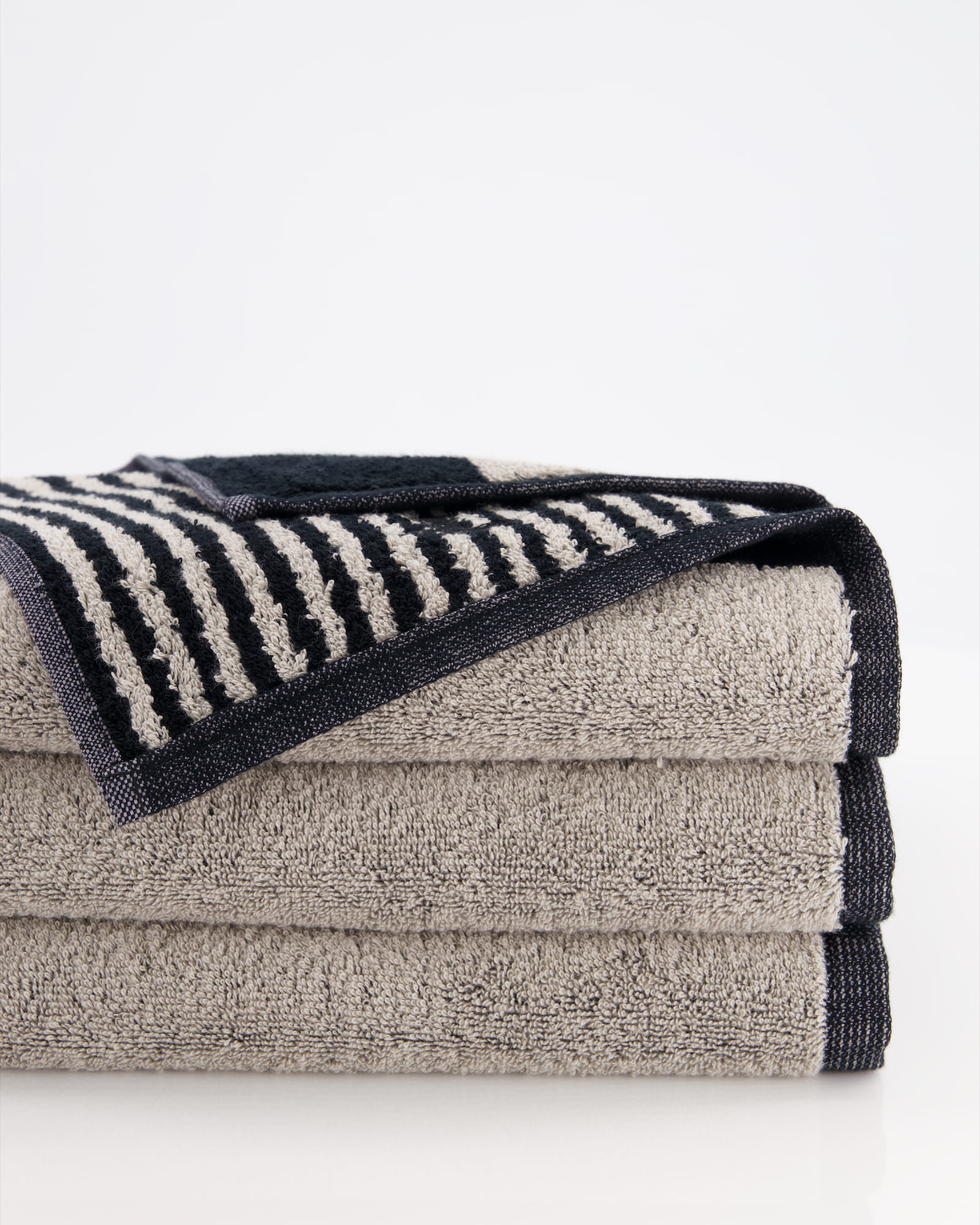 Möve Handtücher Superwuschel Blockstreifen black/cashmere - 082