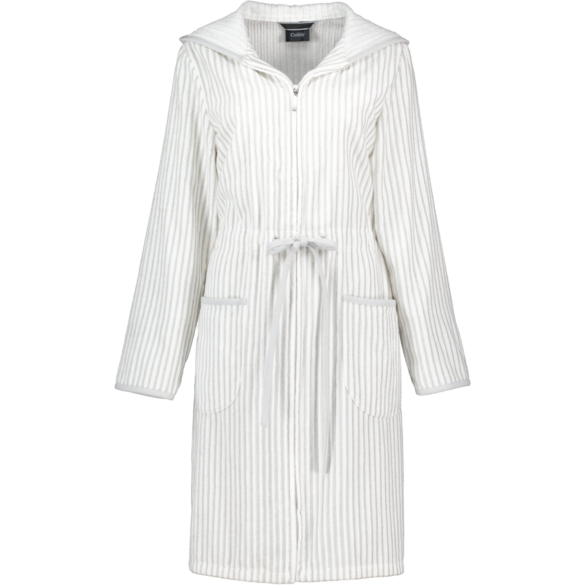 Cawö Bademäntel Damen Reißverschluss 6416 weiss-silber - 76