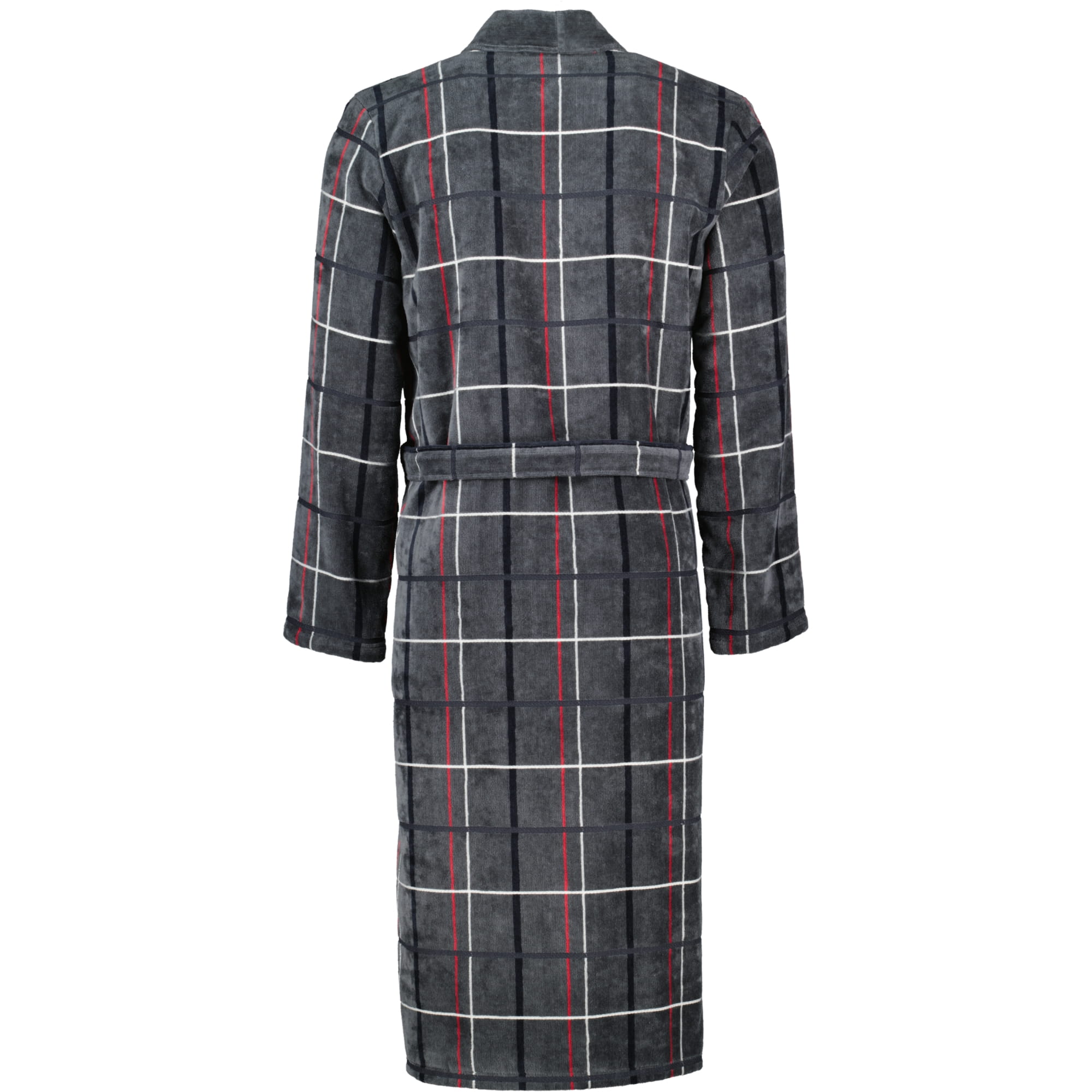 Cawö Herren Bademantel Kimono 4853 - Farbe: anthrazit-rot - 79