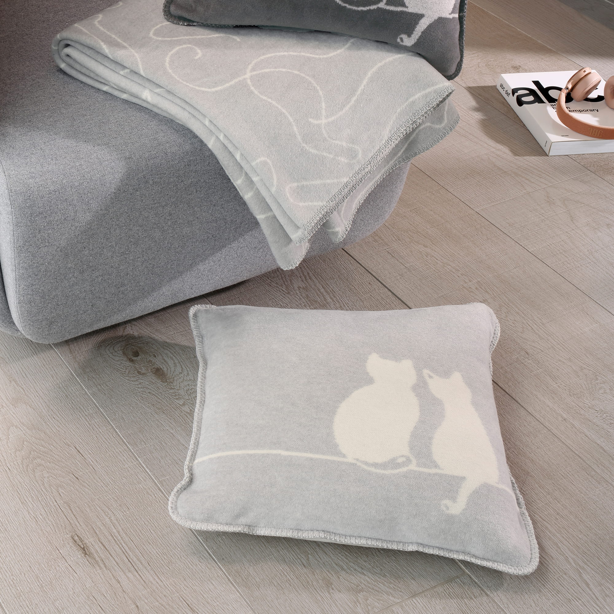 Cawö Home Kissenhüllen CUTE CATS EDITION You & Me 62630 platin/natur - 76 - 50x50 cm