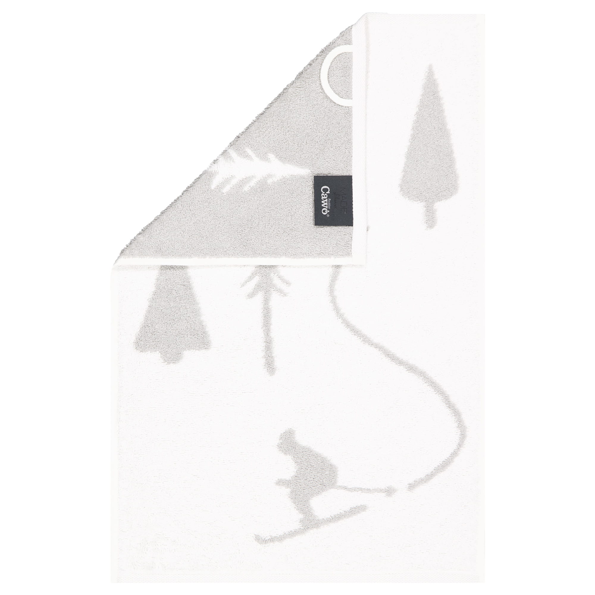 Cawö Handtücher WINTER EDITION Skifahrer 6272 weiß/platin - 67 - Gästetuch 30x50 cm