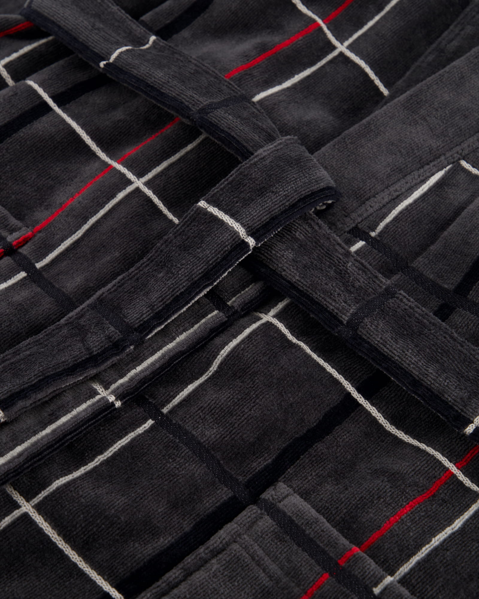 Cawö Herren Bademantel Kimono 4853 - Farbe: anthrazit-rot - 79