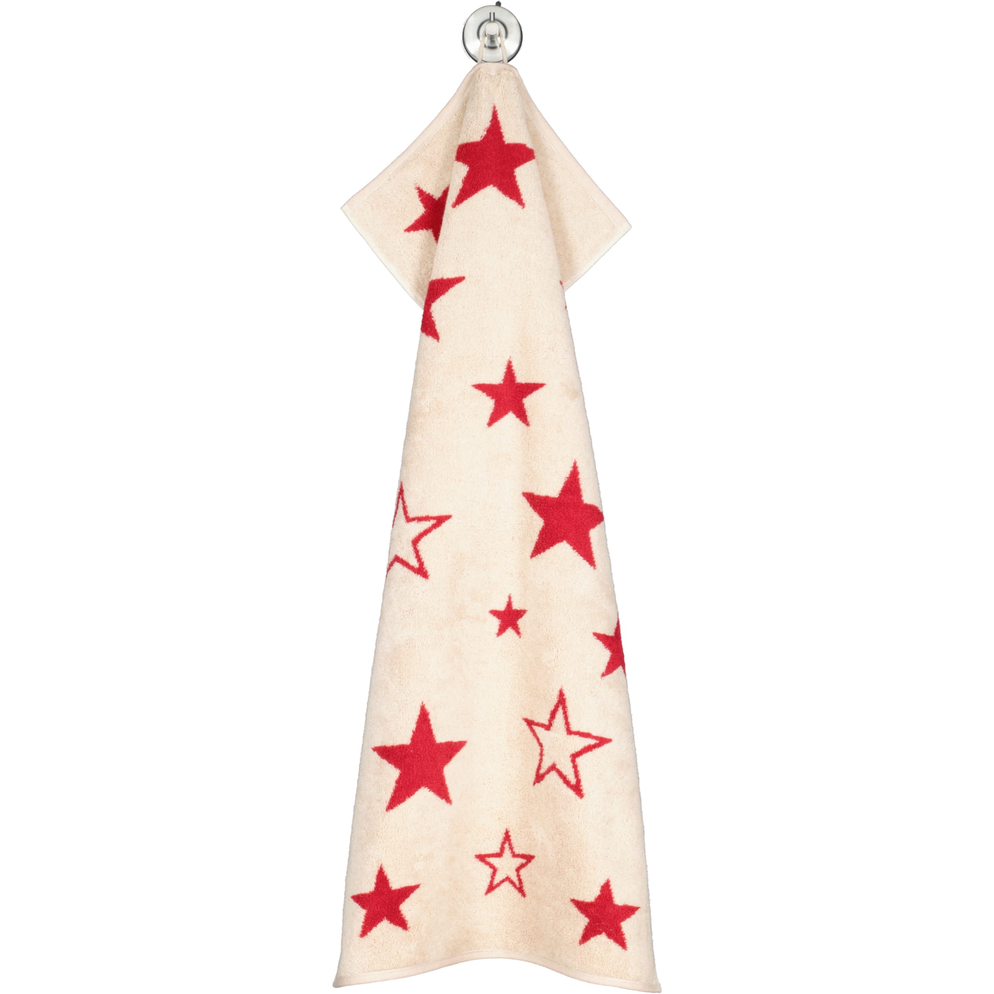 Cawö Handtücher Christmas Edition Sterne 792 natur-rot - 32 - Handtuch 50x100 cm