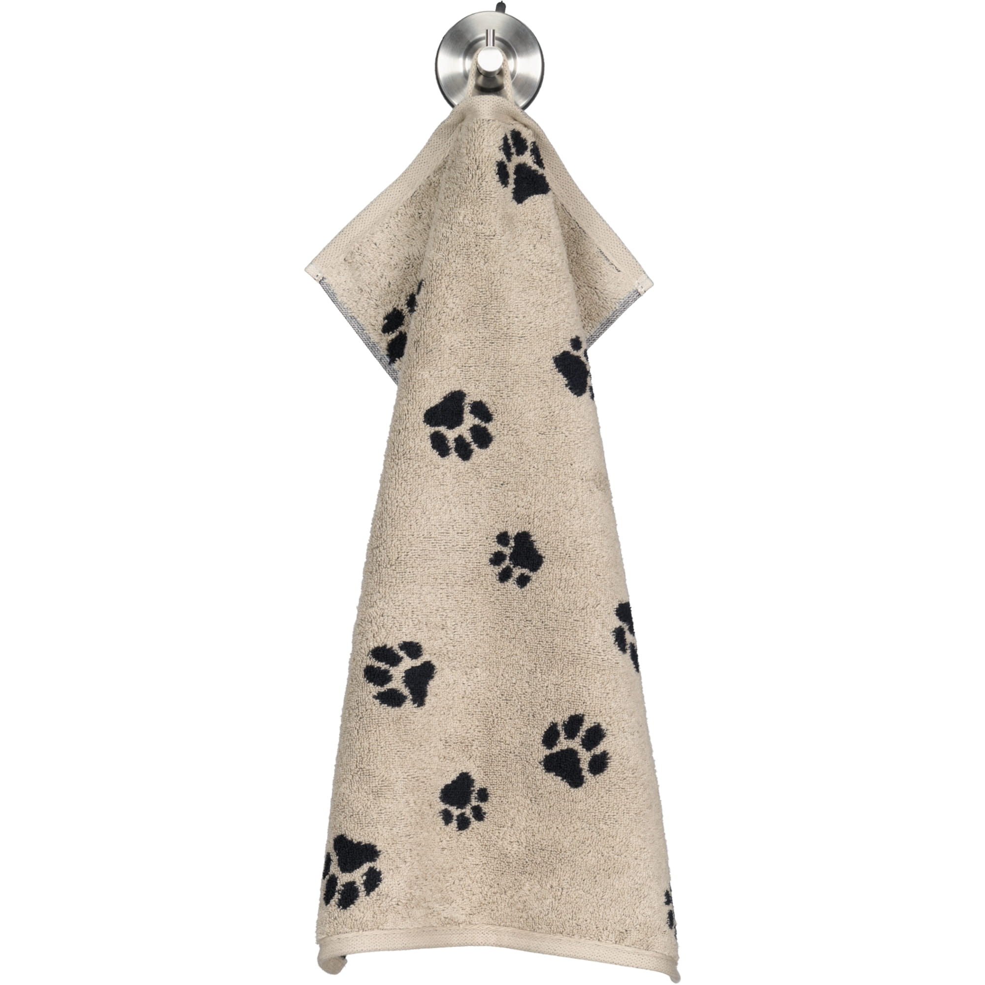 Cawö Handtücher WE LOVE DOGS Paws 6247 Schwarz-Beige - 93 - Gästetuch 30x50 cm