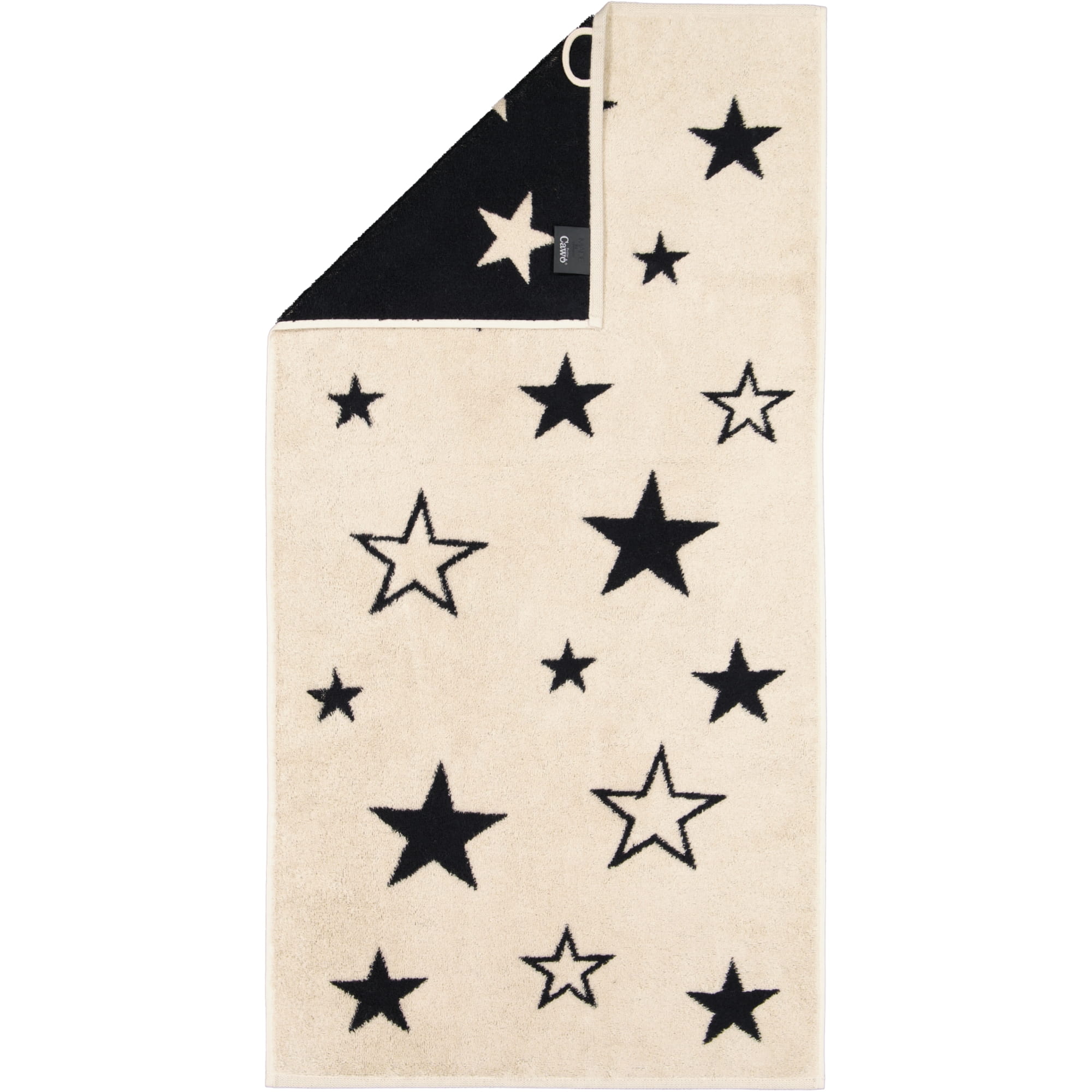 Cawö Handtücher Christmas Edition Sterne 792 natur-schwarz - 39 - Handtuch 50x100 cm