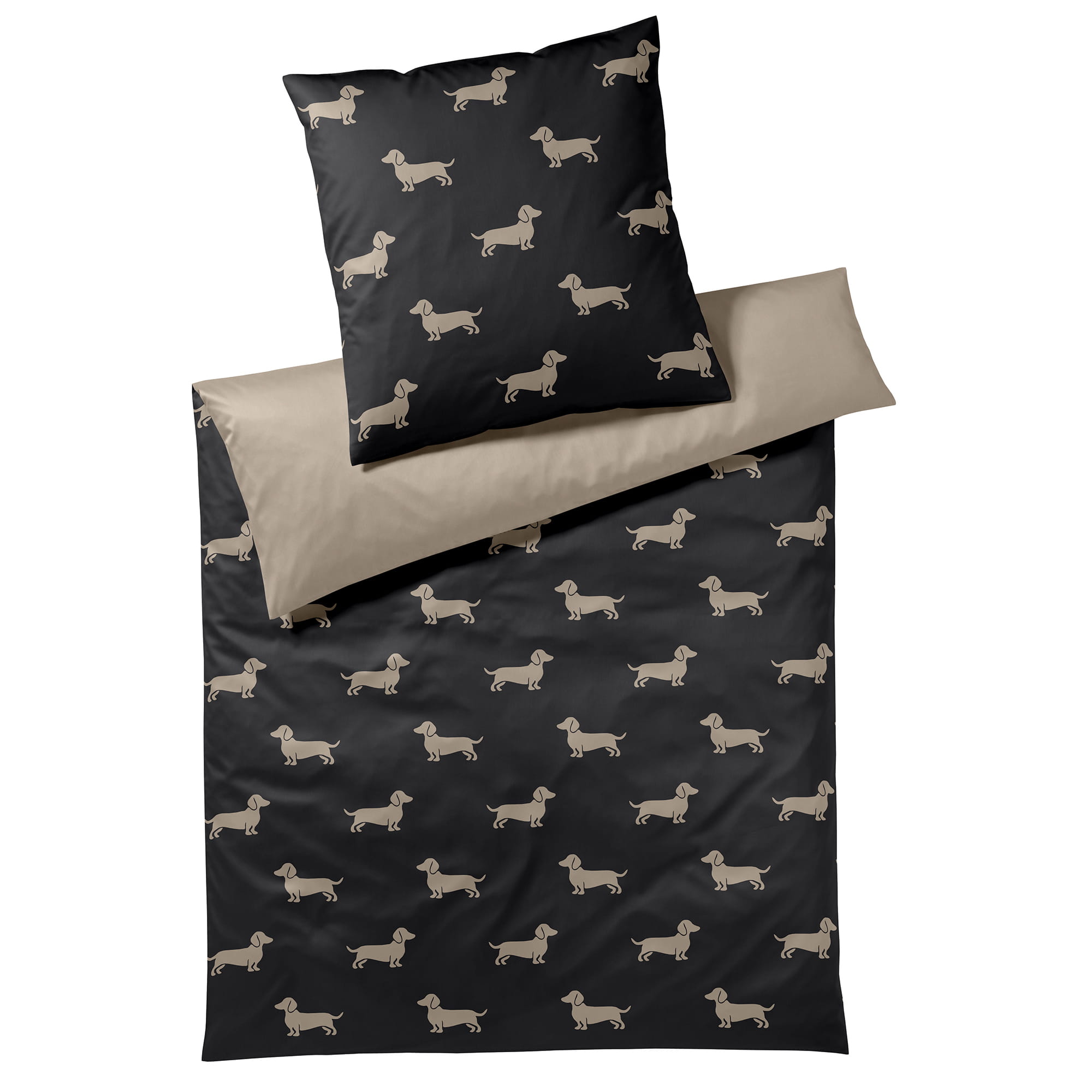 elegante Bettwäsche WE LOVE DOGS Dogs 24540 Schwarz-Beige - 9