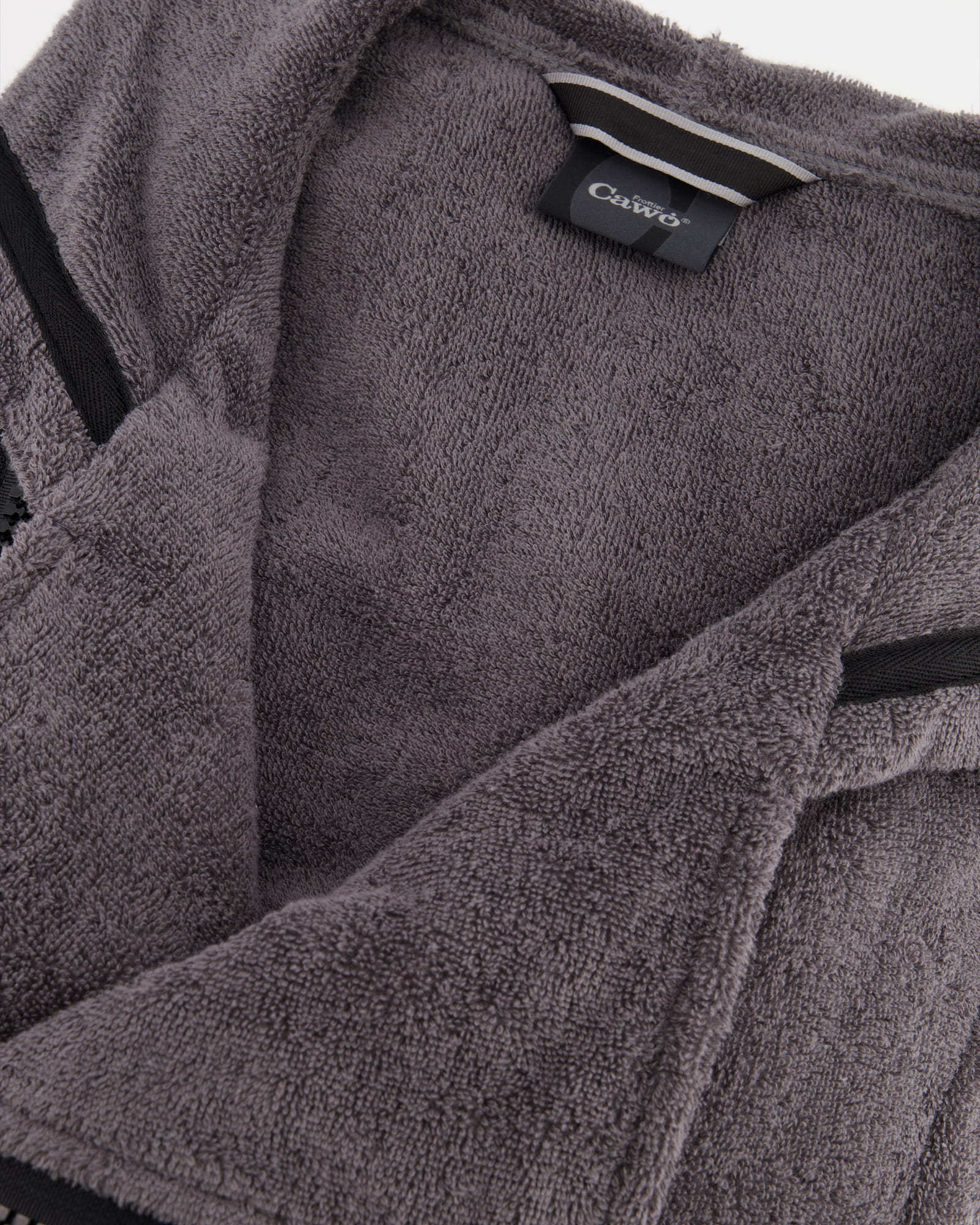 Cawö Herren Bademantel New Zipper Kapuze RV 6516 - Farbe: anthrazit-schwarz - 774