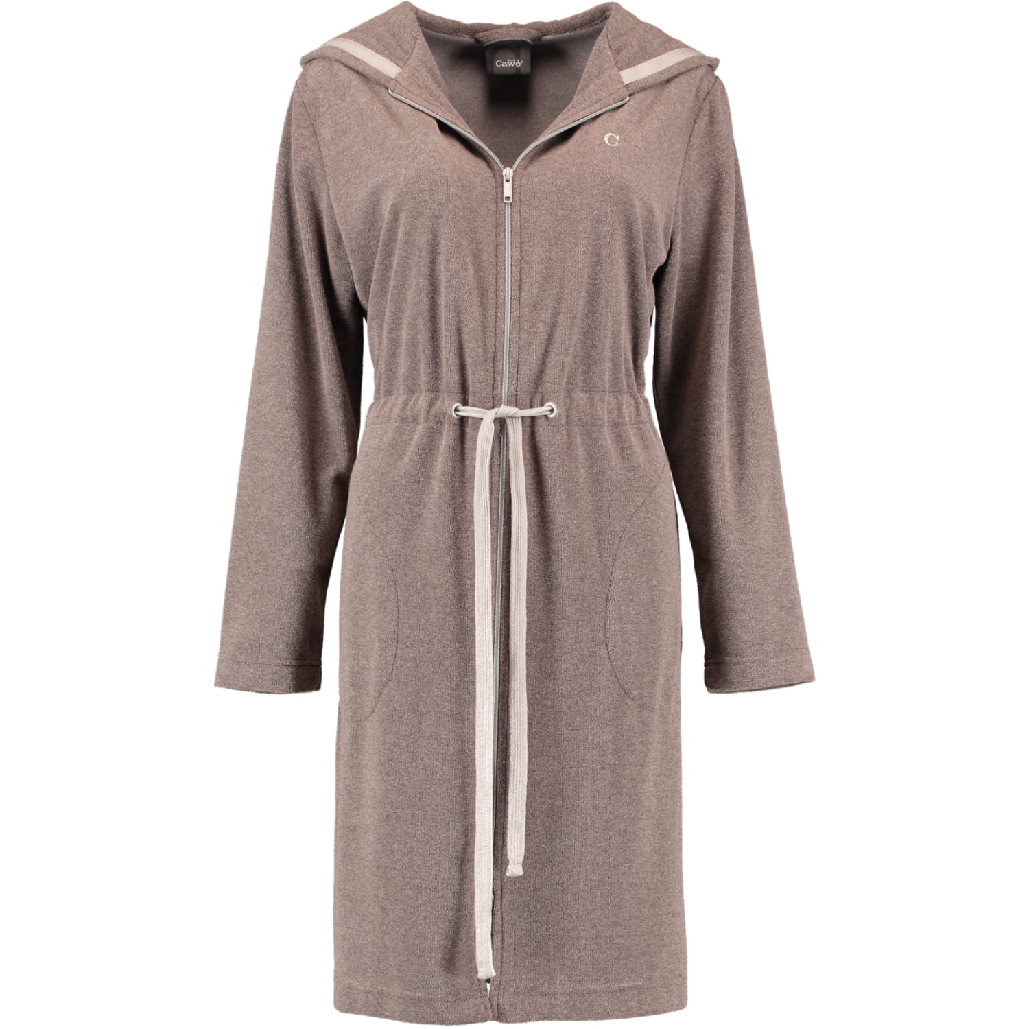 Cawö Home Active Damen Kurzmantel Kapuze TG RV 821 - Farbe: mocca-stein - 37