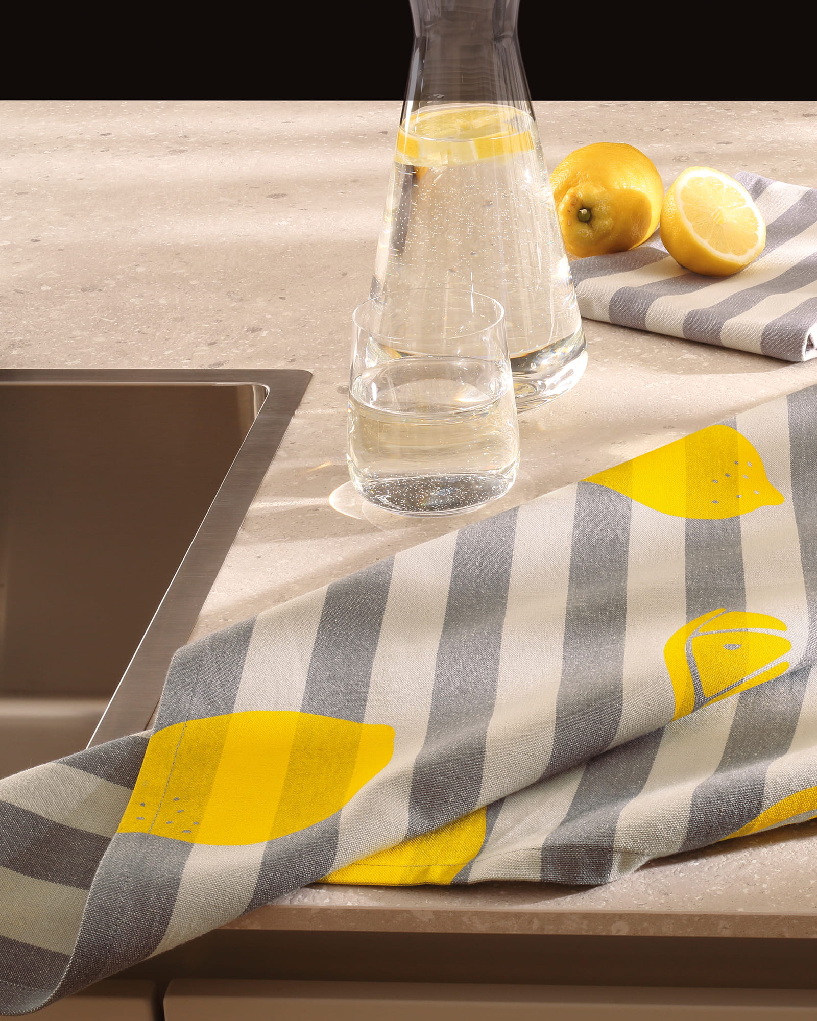 Cawö Home Geschirrtücher Prints & Stripes Zitronen 541 platin/grau - 73 - 50x70 cm