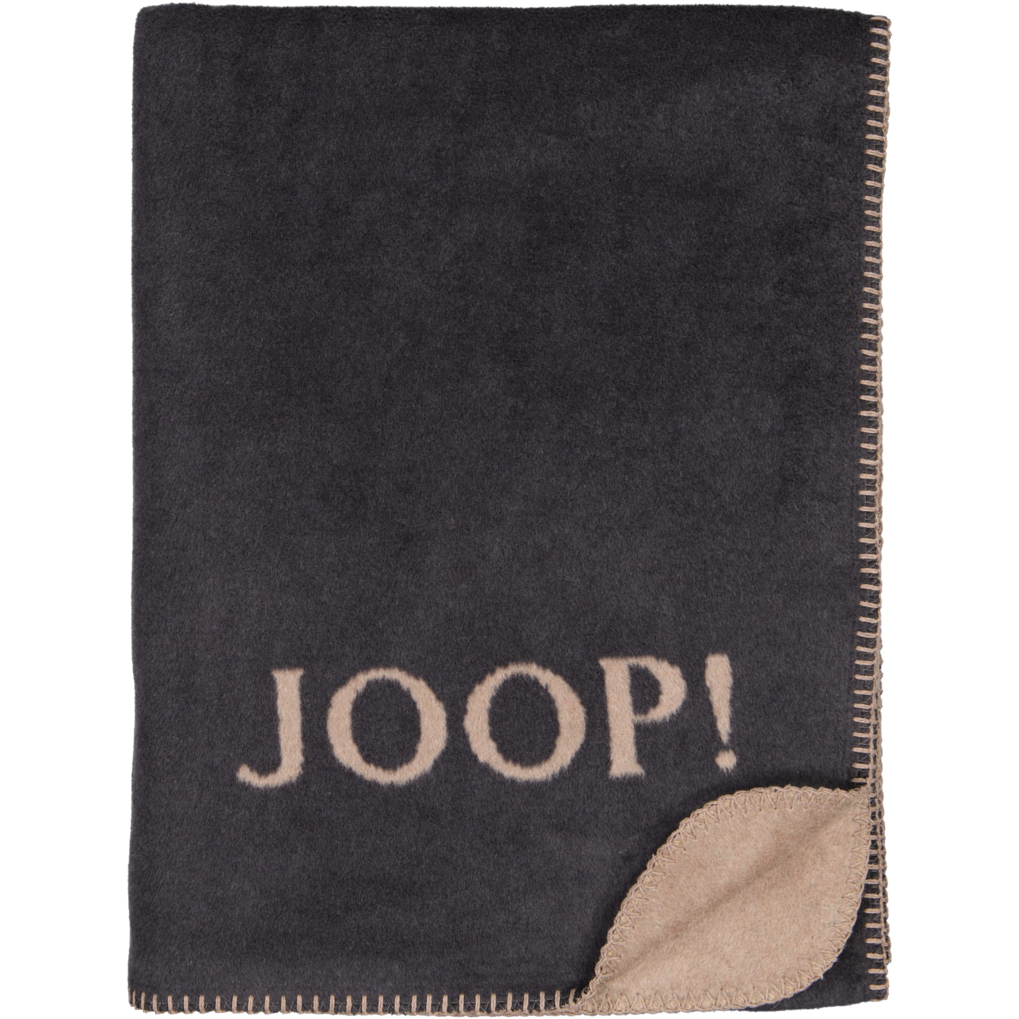 JOOP! Wohndecken Uni-Doubleface Anthrazit-Karamell - 150x200 cm