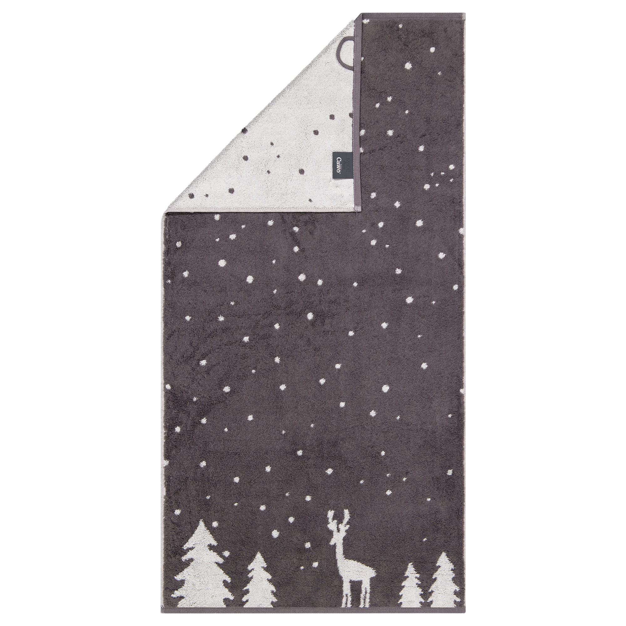 Cawö Handtücher WINTER EDITION Rudi im Schnee 6271 basalt/platin - 77