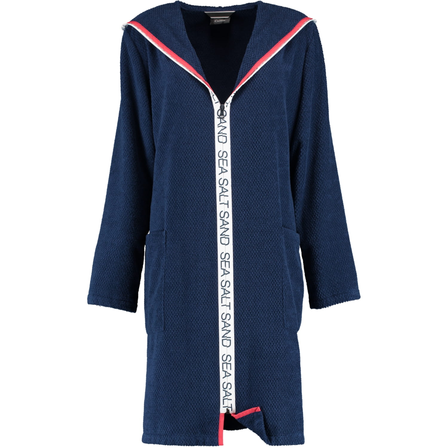 Cawö Damen Bademantel Sea Salt Sand 3101 Kapuze kurz RV - Farbe: navy - 133