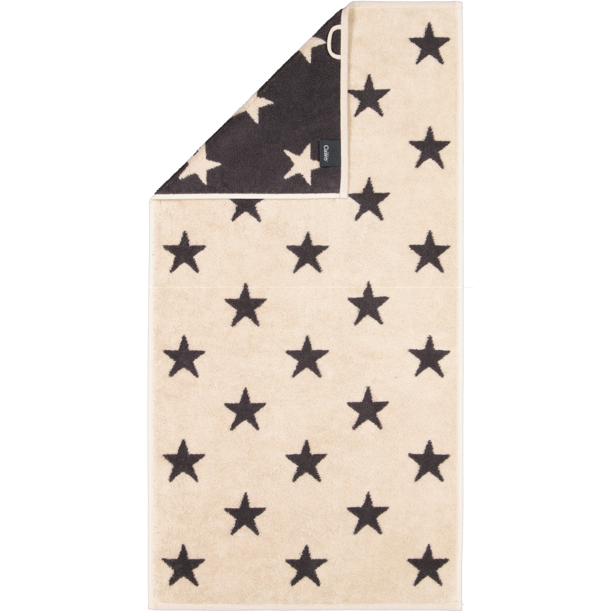 Cawö Handtücher NEW STARS Sterne groß 6260 beige/basalt - 37 - Handtuch 50x100 cm