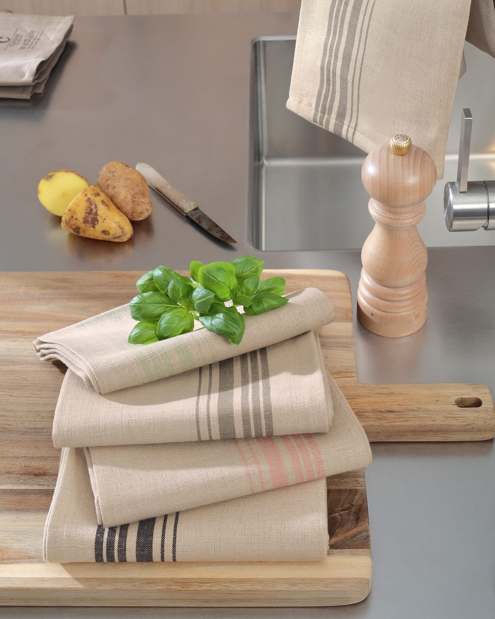 Cawö Home Geschirrtücher Cuisine Nature Akzent 533 muskat - 33 - 50x70 cm