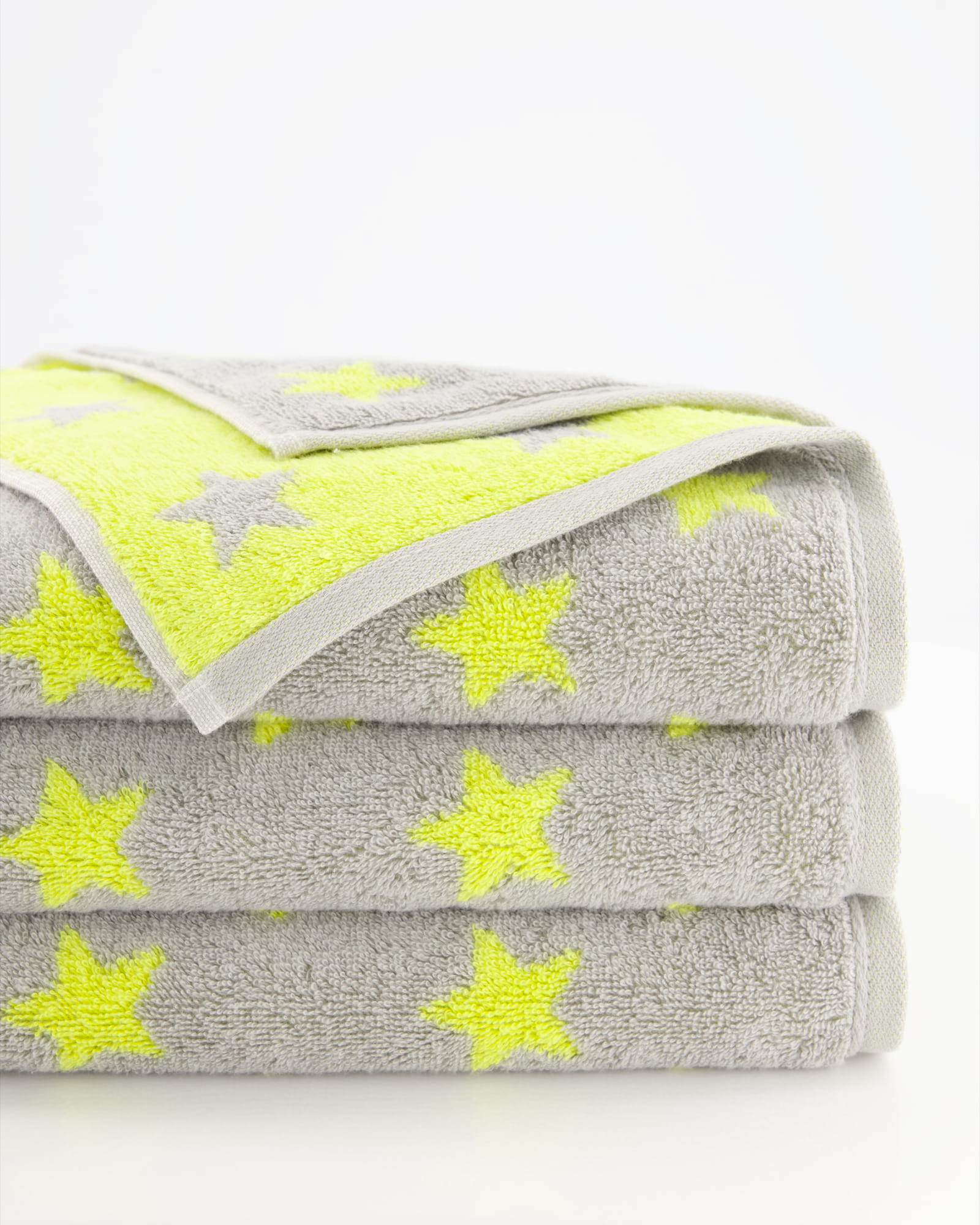Cawö Handtücher NEW STARS Sterne klein 6261 platin/lime - 75 - Gästetuch 30x50 cm