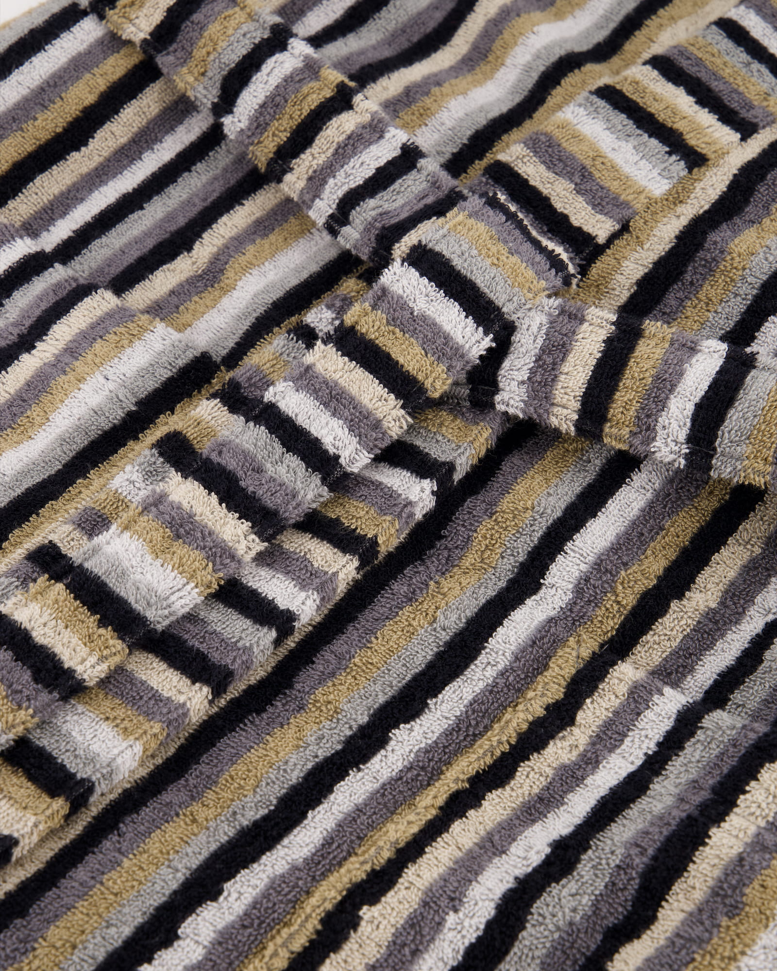 Cawö Bademäntel Herren Kimono Streifen 6607 kiesel - 73