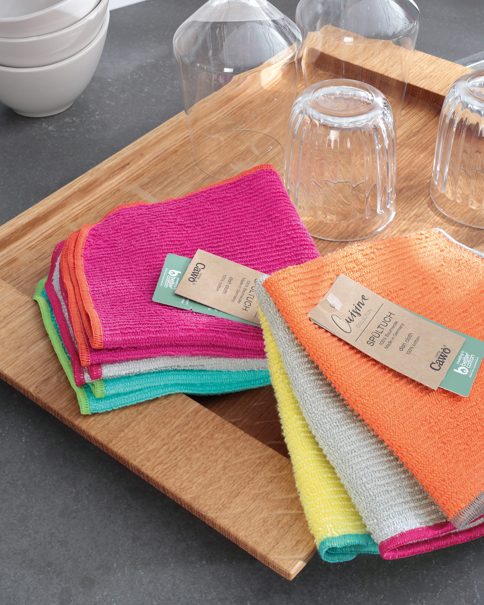Cawö Spültücher Trio 550 3er Set mandarine/lemon - 35 - 30x30 cm