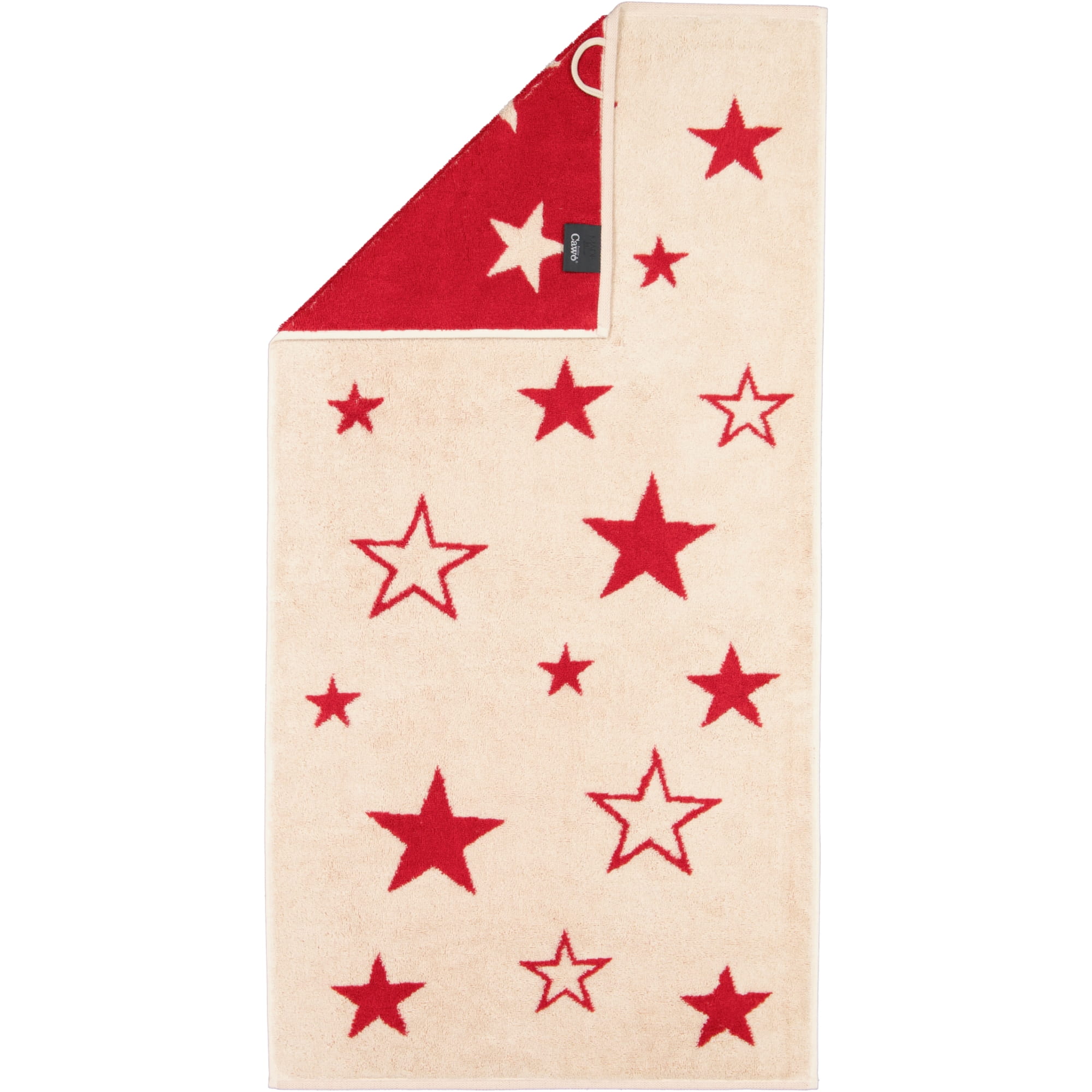 Cawö Handtücher Christmas Edition Sterne 792 natur-rot - 32 - Handtuch 50x100 cm