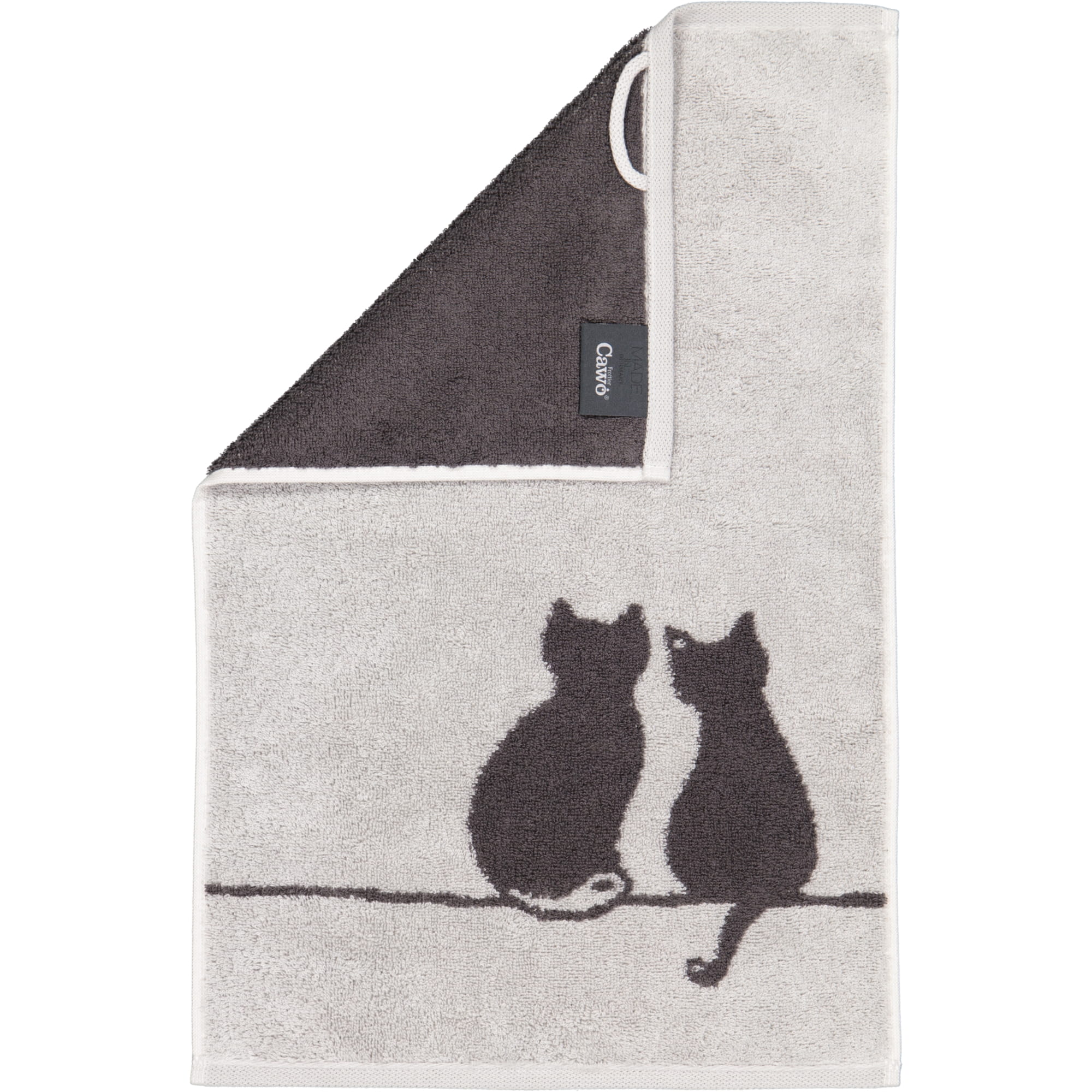 Cawö Handtücher CUTE CATS EDITION You & Me 6263 platin/basalt - 70 - Gästetuch 30x50 cm