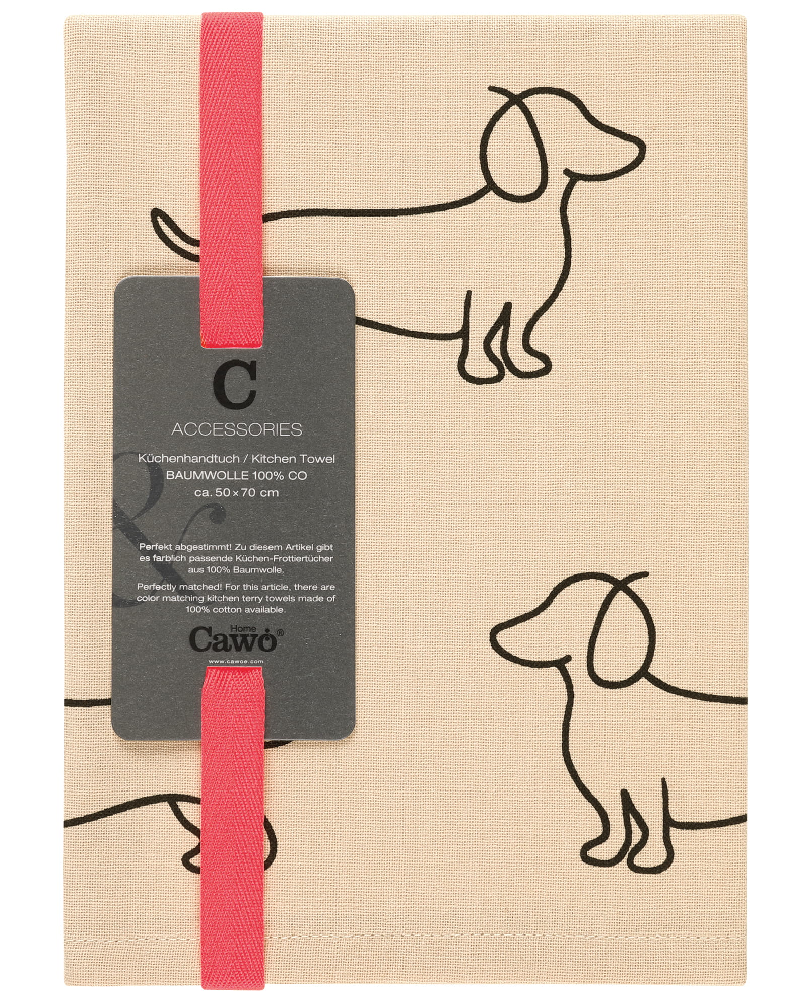 Cawö Home Geschirrtücher Cuisine WE LOVE DOGS 6246 schwarz/beige - 93 - 50x70 cm
