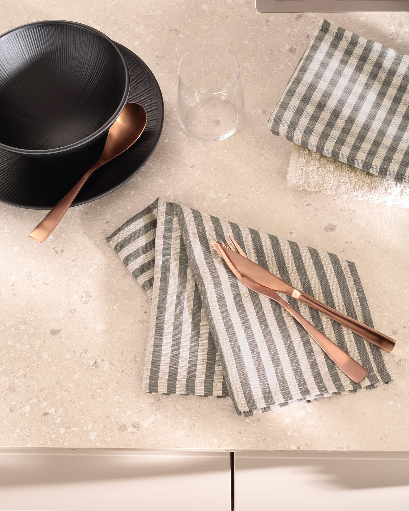 Cawö Home Geschirrtücher Linen Classics Karo 538 metal - 73 - 50x70 cm