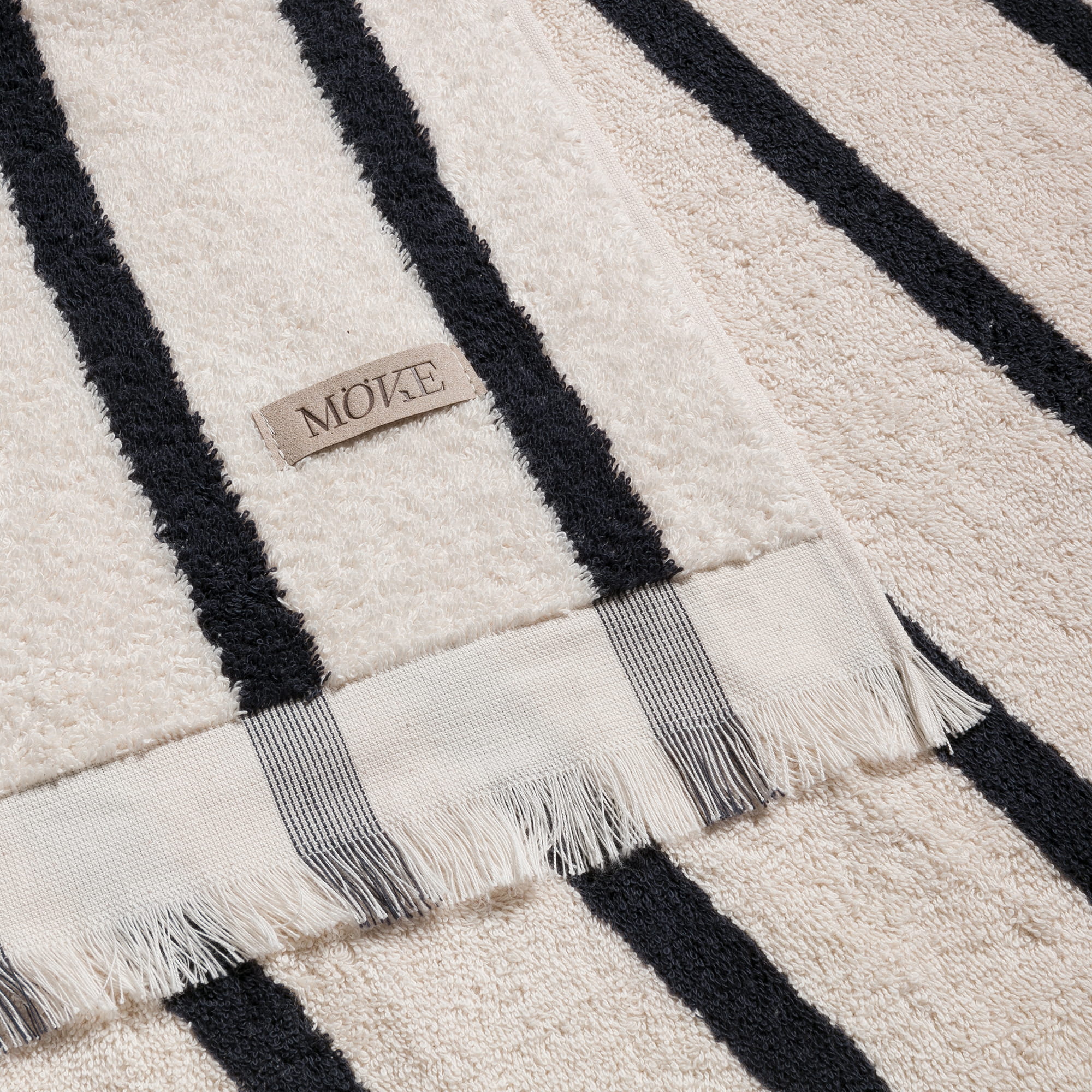 Möve Saunatücher Wellness Blockstreifen nature/dark grey - 081 - 80x200 cm