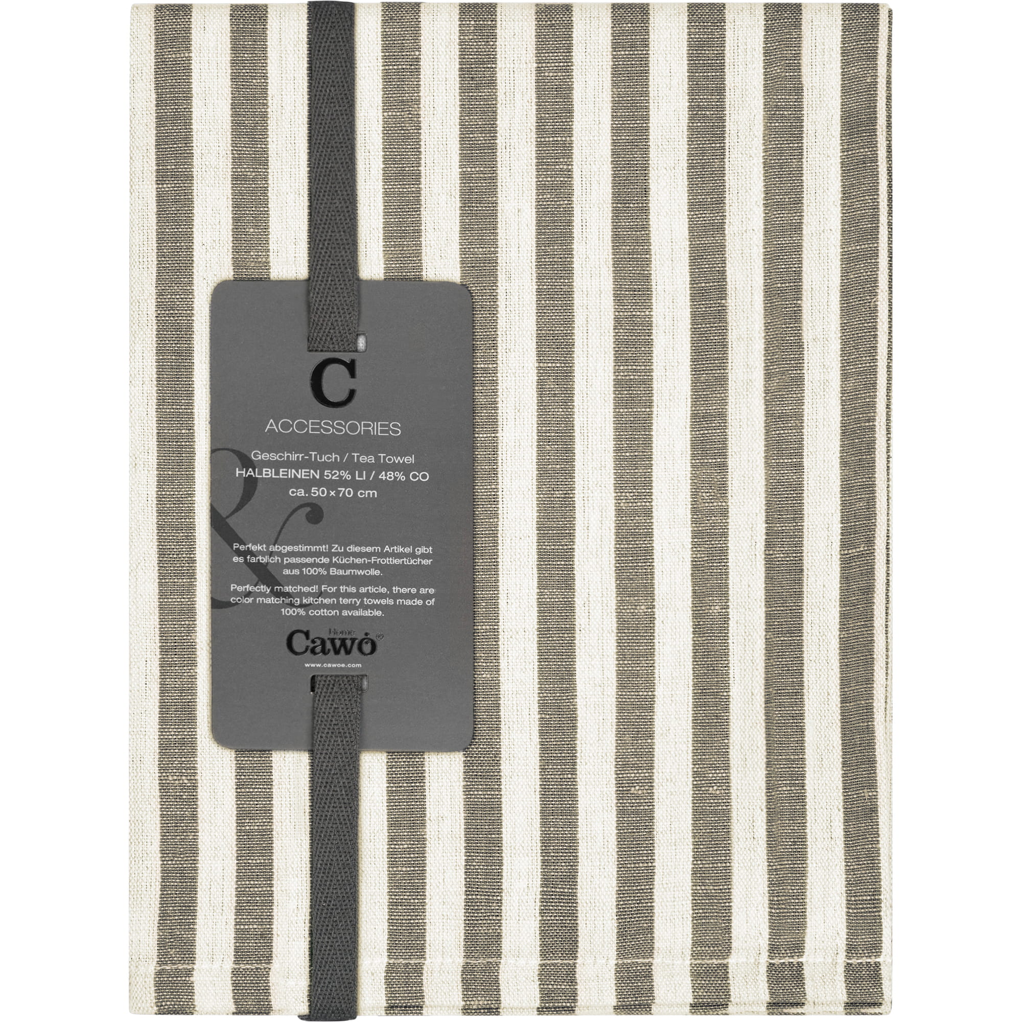 Cawö Home Geschirrtücher Linen Classics Streifen 537 metal - 73 - 50x70 cm