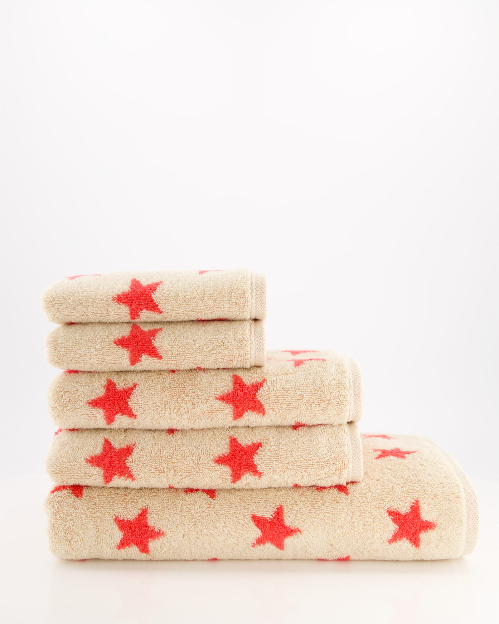 Cawö Handtücher NEW STARS Sterne klein 6261 beige/pink - 32 - Gästetuch 30x50 cm