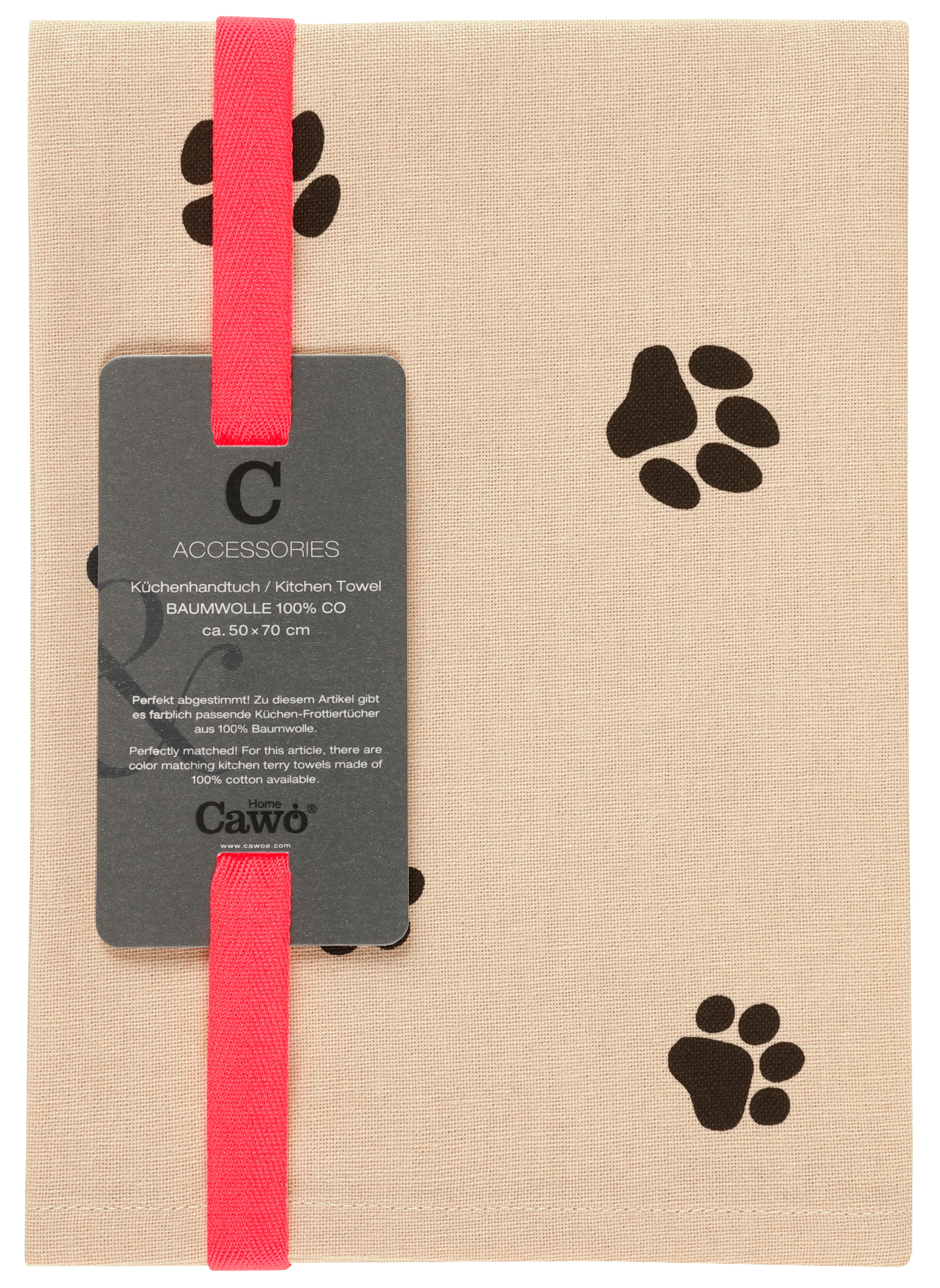 Cawö Home Geschirrtücher Cuisine WE LOVE DOGS Paws 6247 schwarz/beige - 93 - 50x70 cm