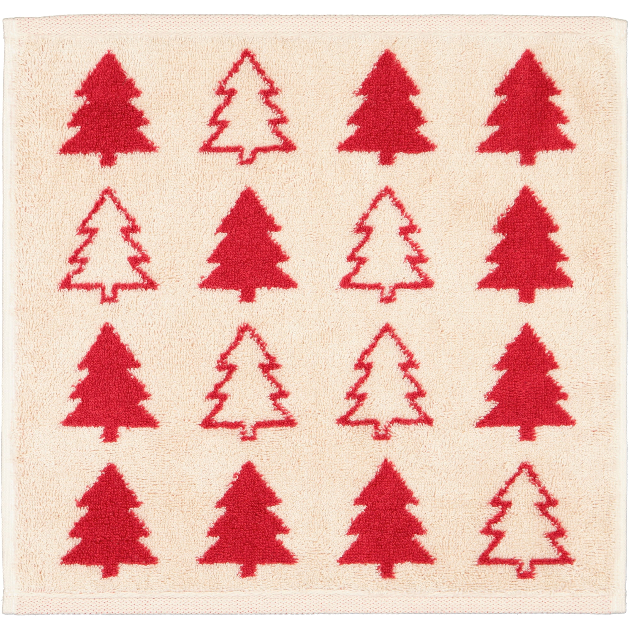 Cawö Seiftücher 3er Pack Christmas Edition Tannenbäume 794 - Farbe: natur-rot - 32