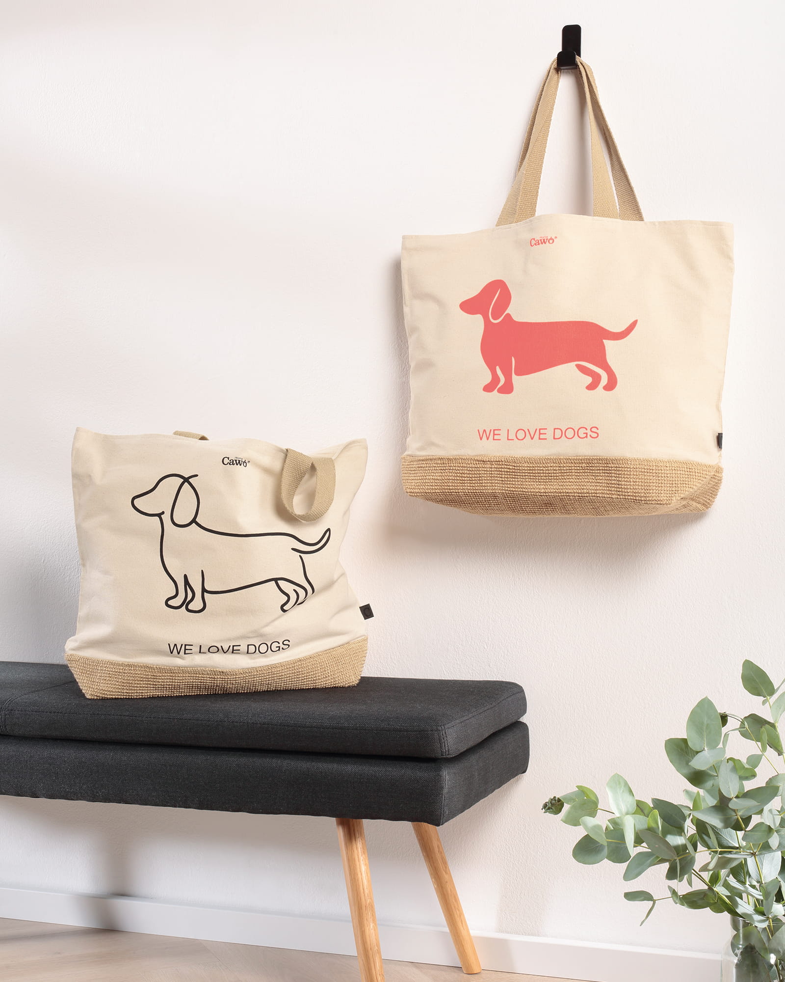 Cawö Home Geschirrtücher Cuisine WE LOVE DOGS 6246 schwarz/beige - 93 - 50x70 cm