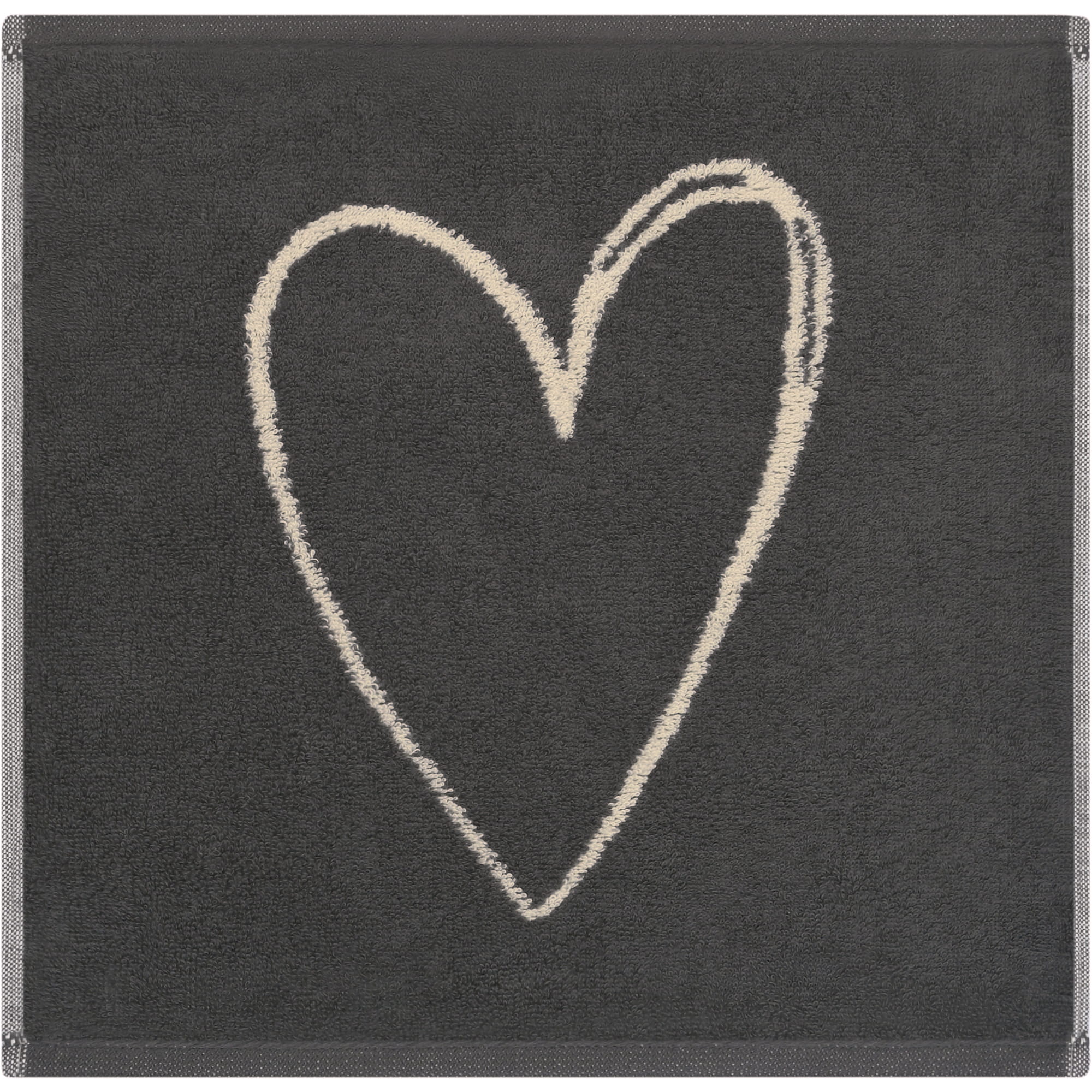 Cawö Seiftücher Heart Beats You & Me 6285 3er Set natur/basalt - 37 - Seiflappen 30x30 cm