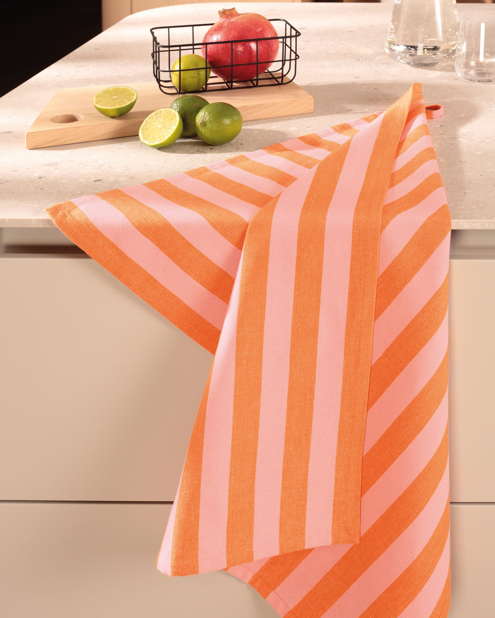 Cawö Home Geschirrtücher Prints & Stripes Streifen 546 rosa/orange - 23 - 50x70 cm