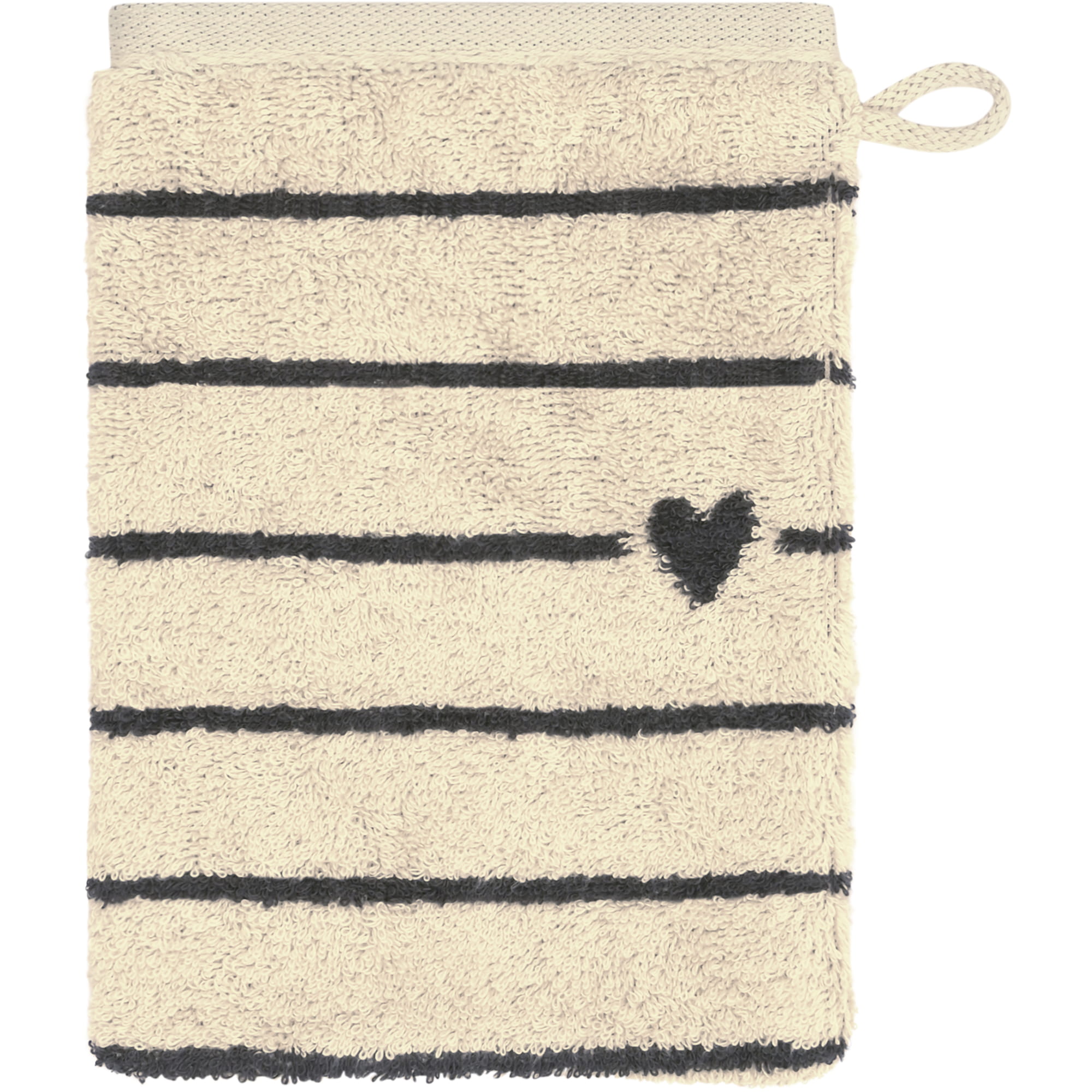 Cawö Handtücher Heart Beats Lines & Hearts 6276 basalt - 37 - Waschhandschuh 16x22 cm