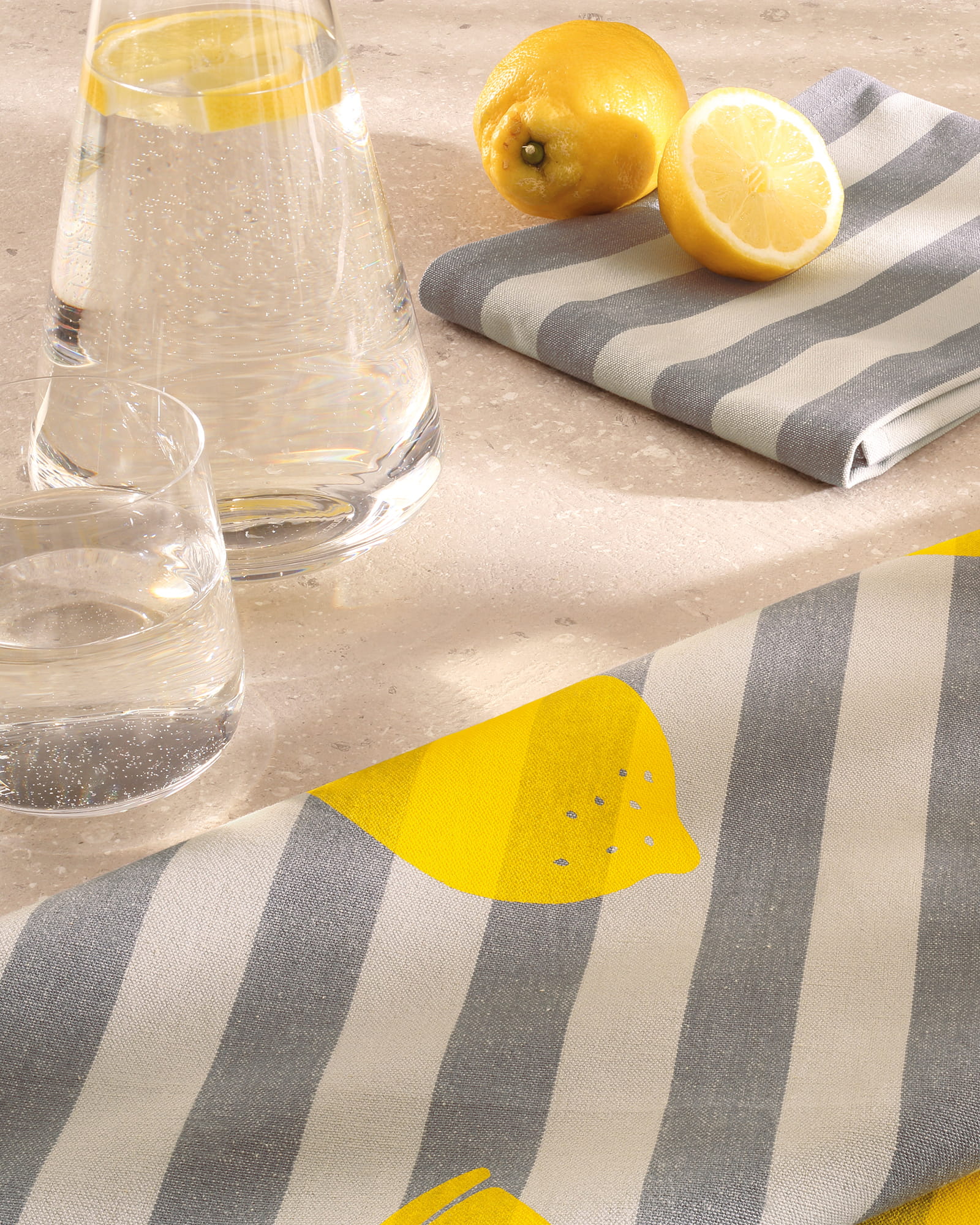 Cawö Home Geschirrtücher Prints & Stripes Zitronen 541 platin/grau - 73 - 50x70 cm