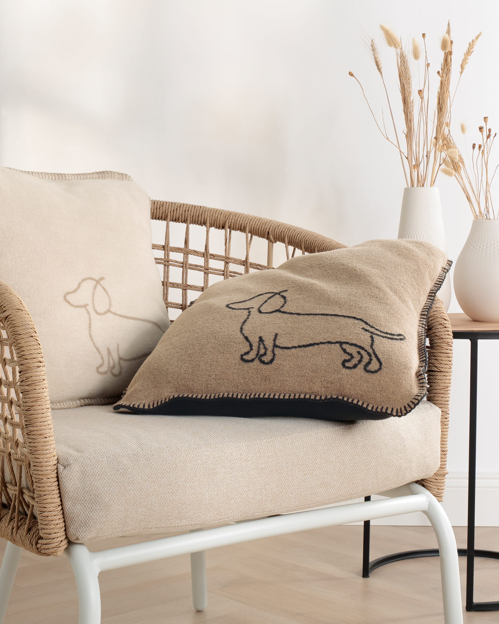 Cawö Kissenhüllen WE LOVE DOGS Companion 62480 natur/beige - 33 - 50x50 cm