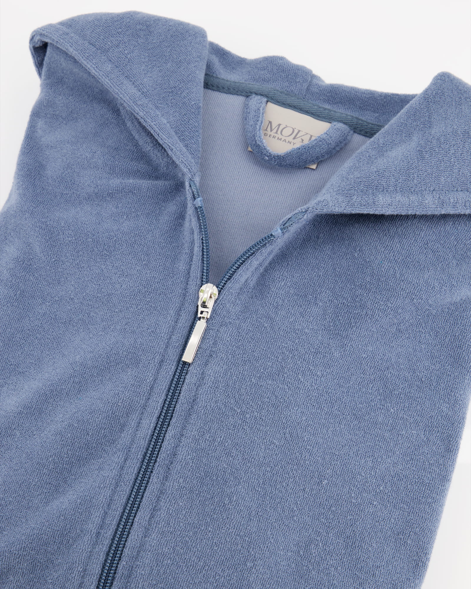 Möve Bademäntel Damen Kapuze Reißverschluss steel blue - 847