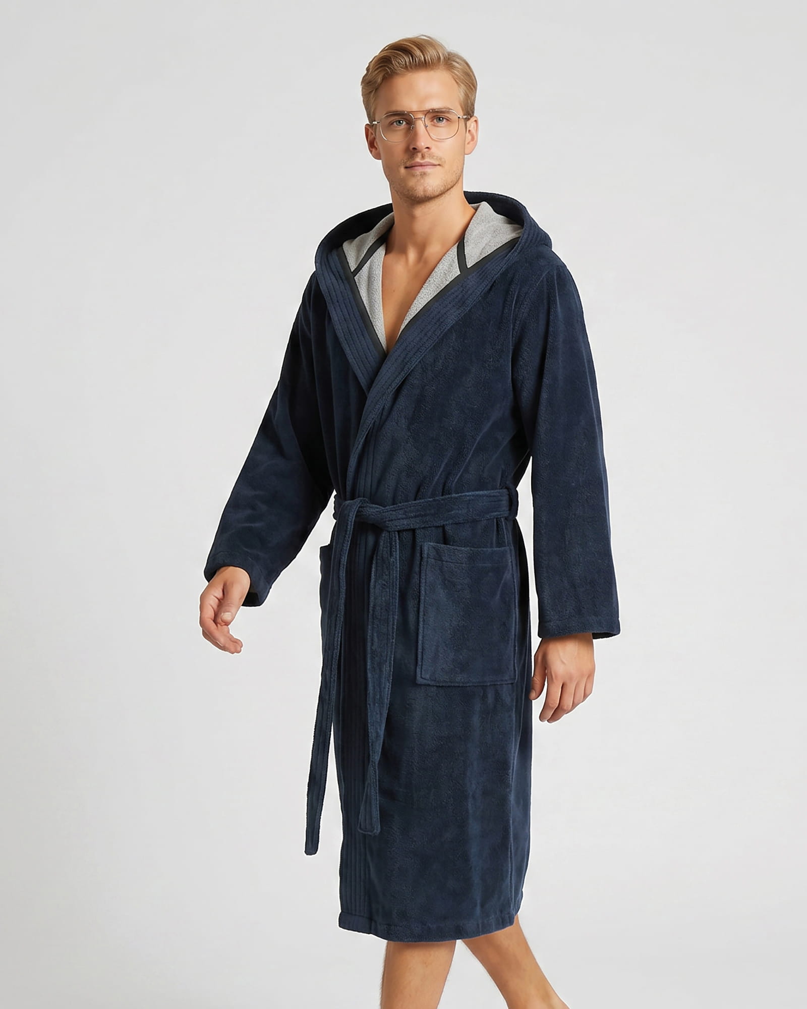 Cawö Home Bademäntel Herren Kapuze Doubleface 831 ocean - 19