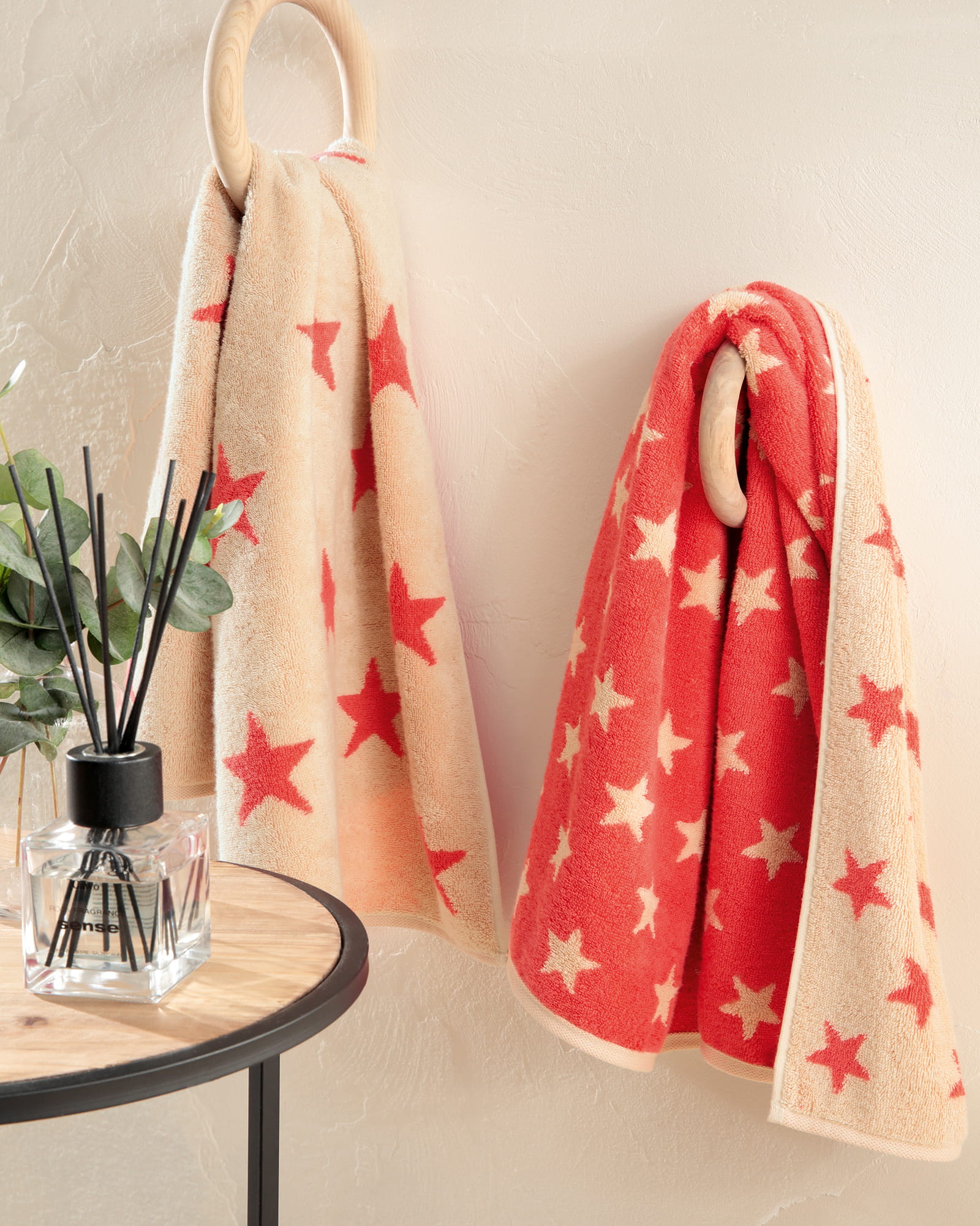 Cawö Handtücher NEW STARS Sterne klein 6261 beige/pink - 32 - Gästetuch 30x50 cm