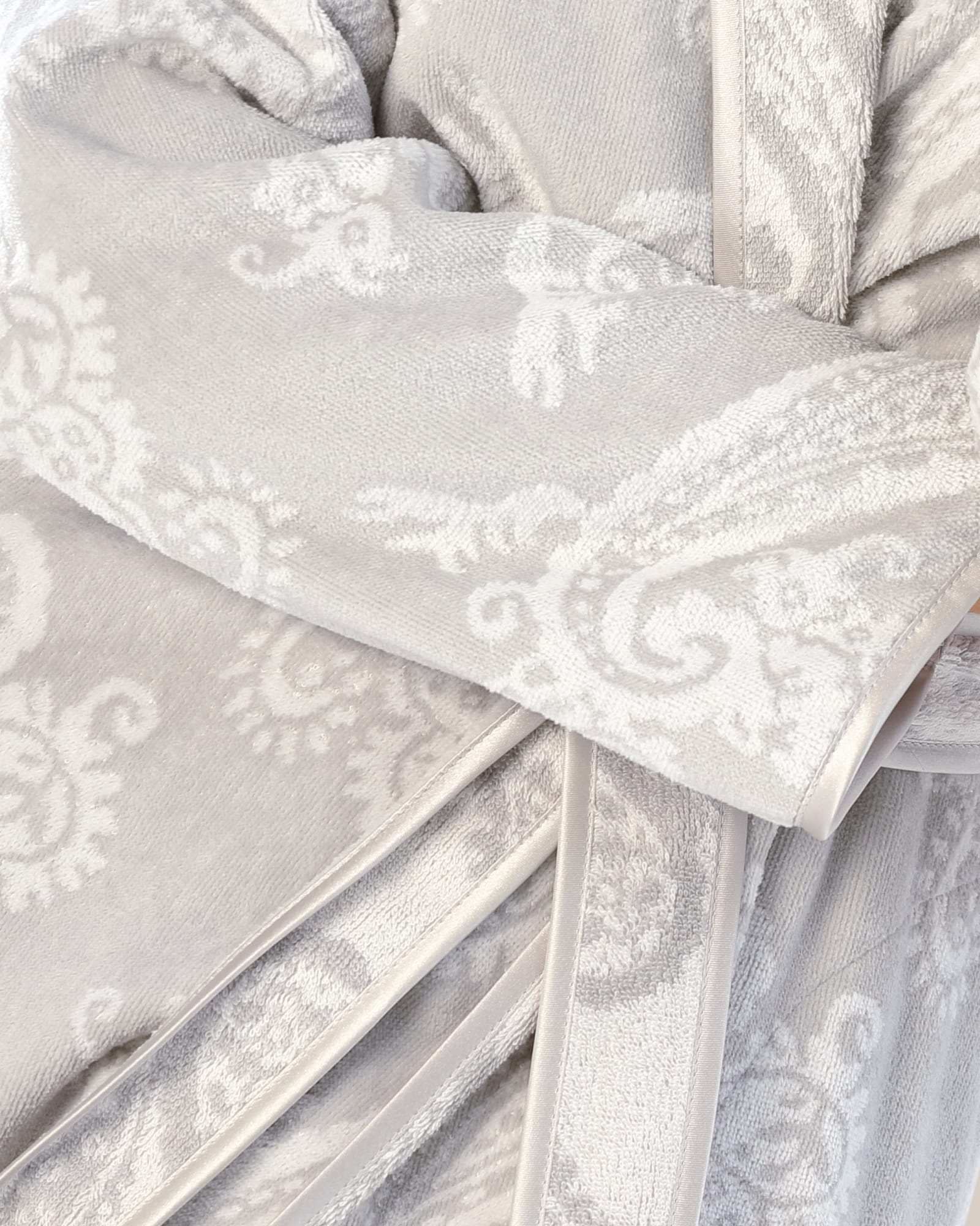 Cawö Bademäntel Damen Schalkragen Paisley 4420 silber - 73