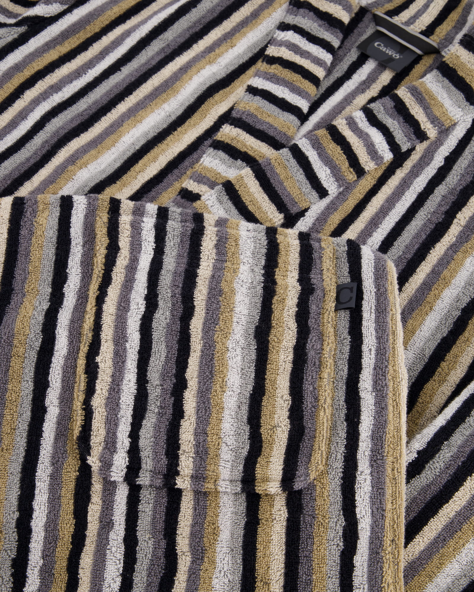 Cawö Bademäntel Herren Kimono Streifen 6607 kiesel - 73