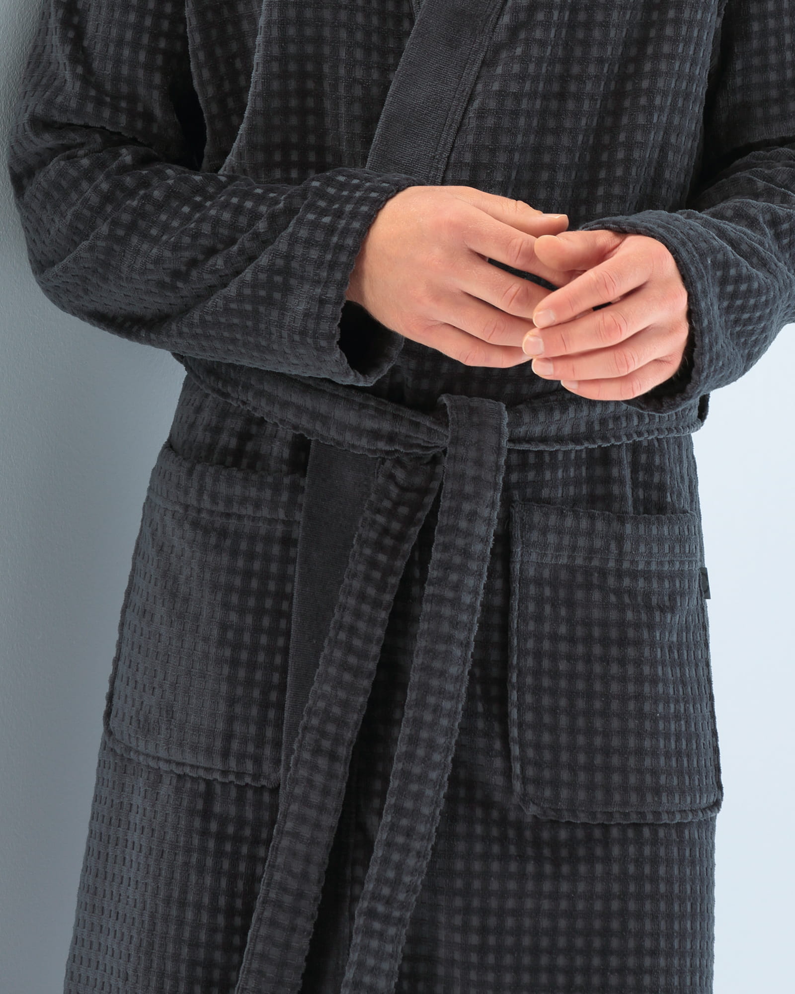 Cawö Herren Bademantel Kimono 3714 - Farbe: anthrazit - 774 - L