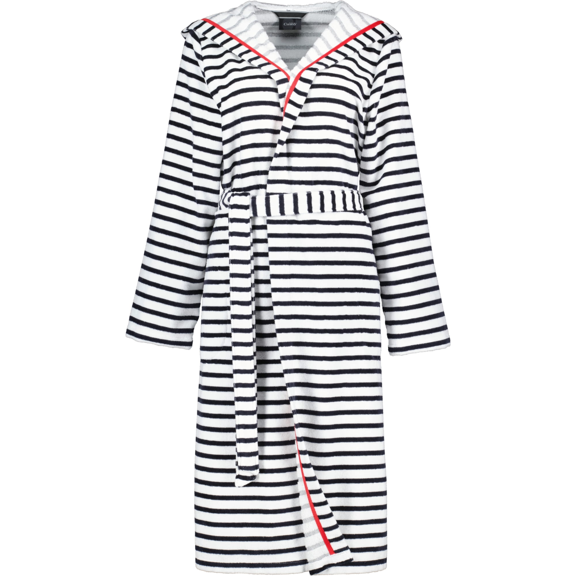 Cawö - Damen Bademantel Kapuze 1243 - Farbe: schwarz-weiß - 96