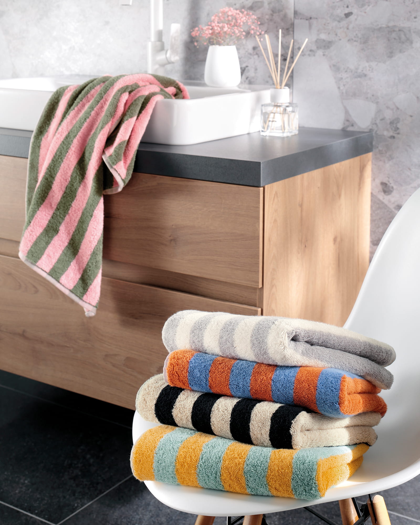 Cawö Handtücher Bold Streifen 6277 grau-natur - 76