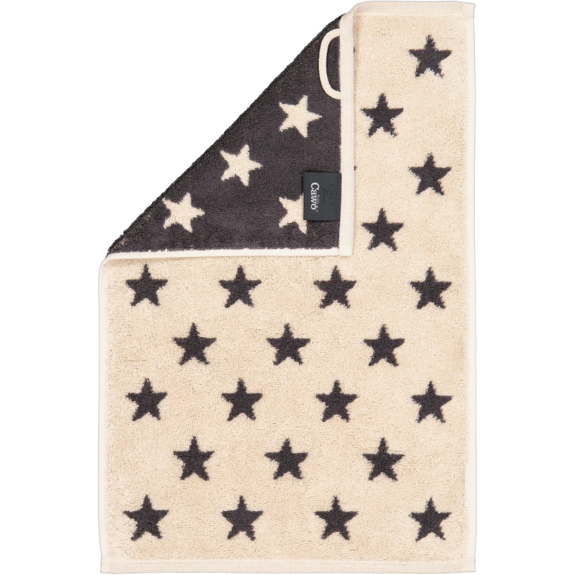 Cawö Handtücher NEW STARS Sterne klein 6261 beige/basalt - 37 - Gästetuch 30x50 cm