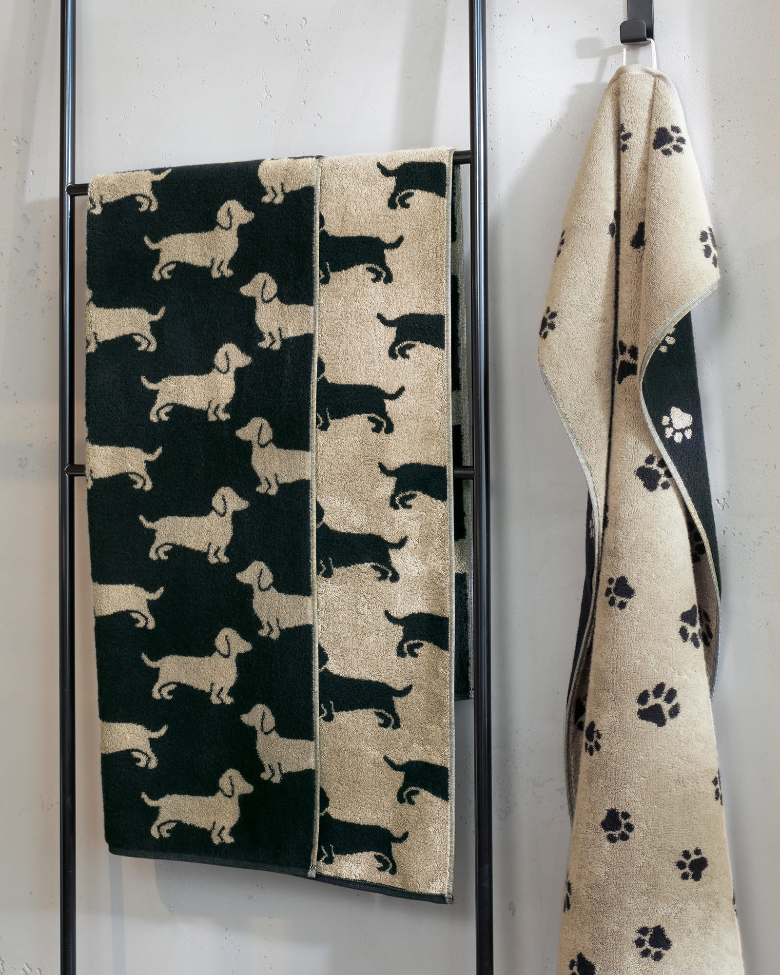 Cawö Handtücher WE LOVE DOGS 6246 Schwarz-Beige - 93 - Gästetuch 30x50 cm