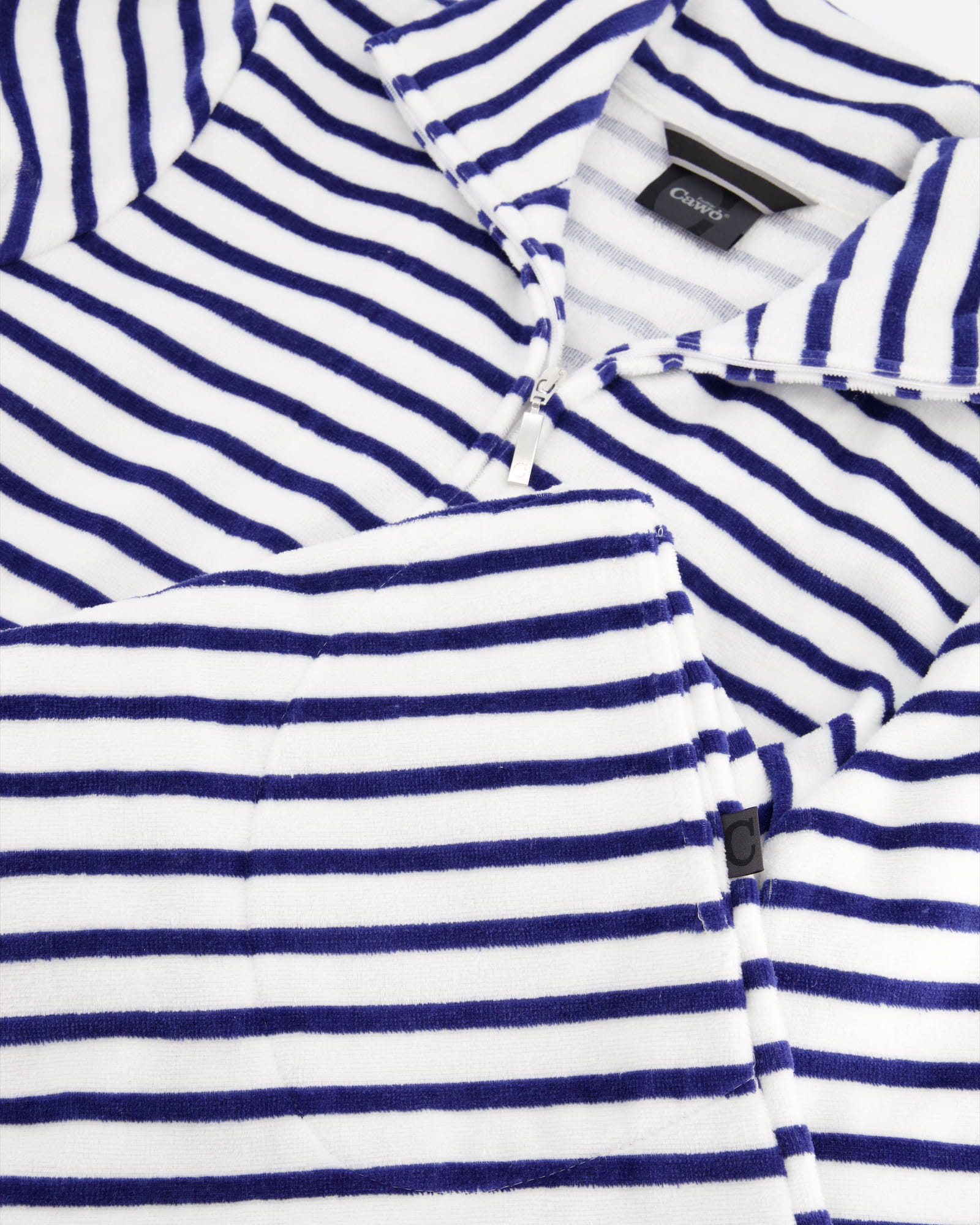 Cawö - Damen Bademantel Reißverschluss Breton 6597 - Farbe: navy - 16
