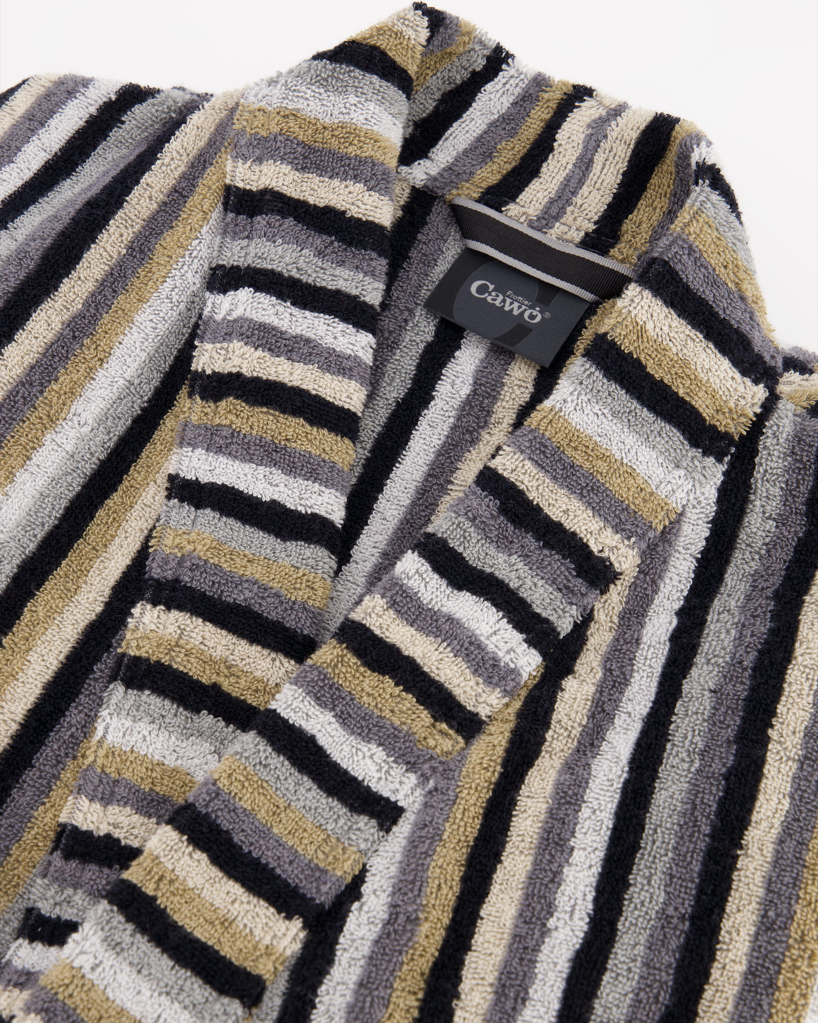 Cawö Bademäntel Herren Kimono Streifen 6607 kiesel - 73