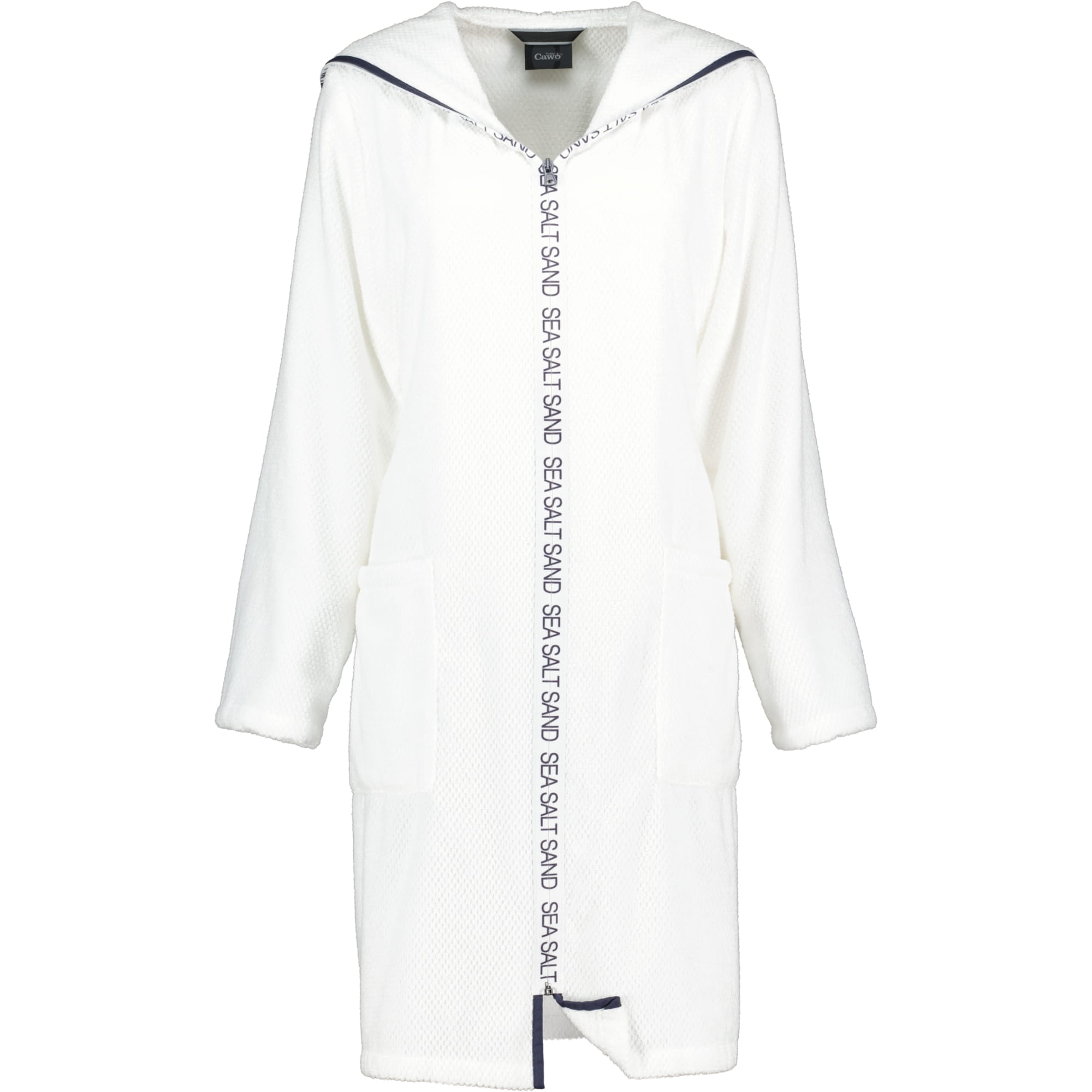Cawö Damen Bademantel Sea Salt Sand 3101 Kapuze kurz RV - Farbe: weiß - 600