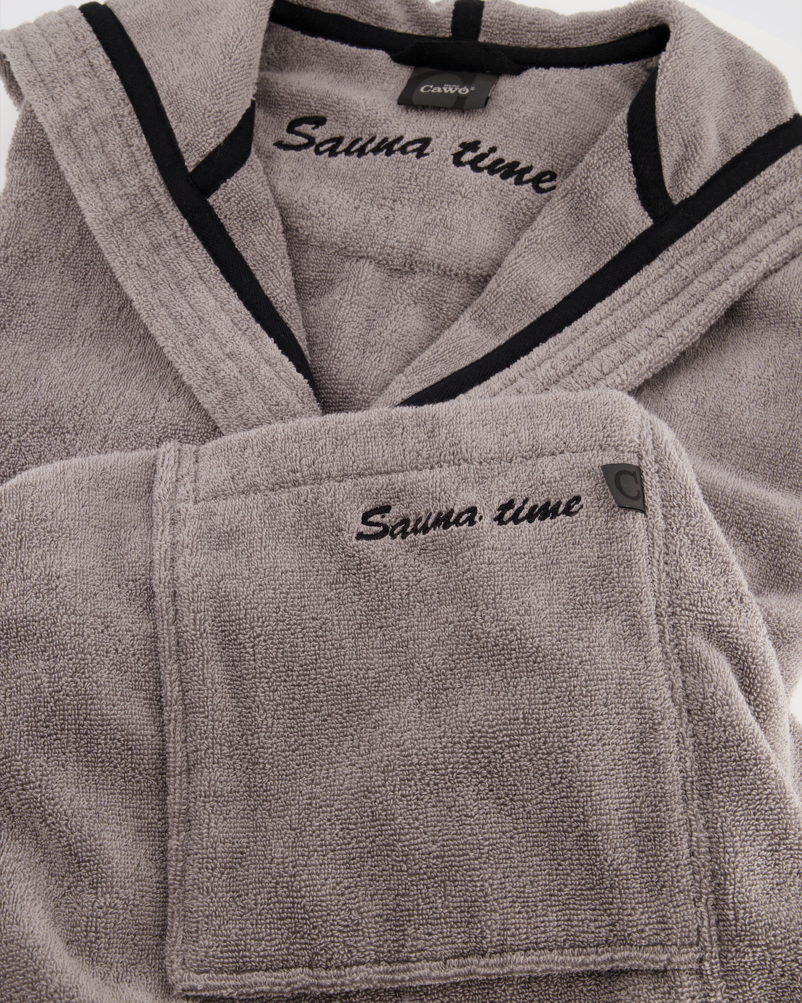 Cawö Home Bademäntel Herren Kapuze Sauna Time 833 stein - 79